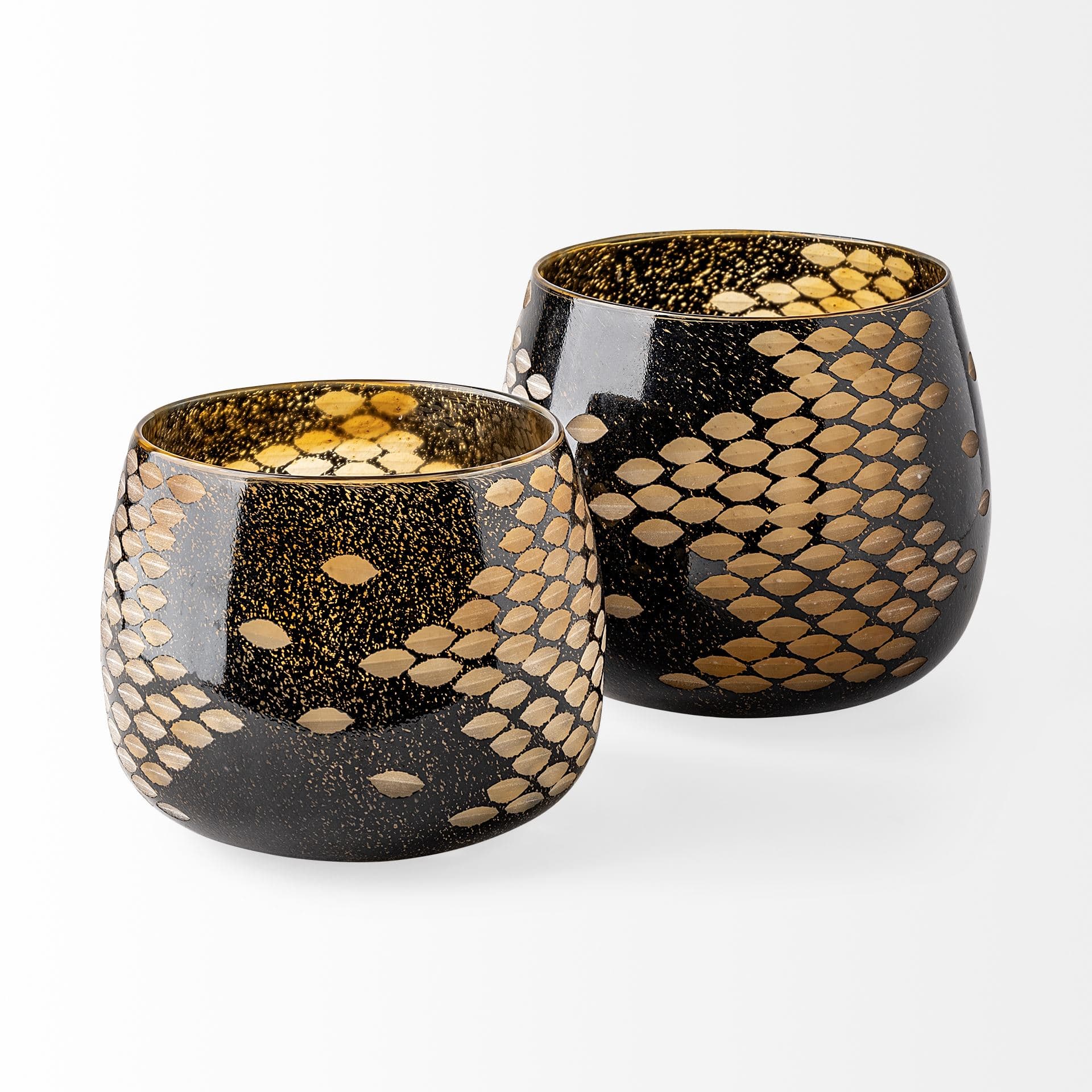 Mojave Small Black and Gold Detail Glass Vase — product photograph