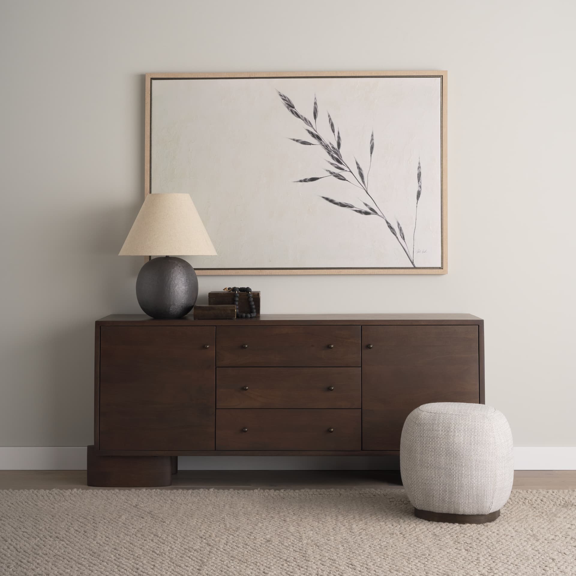 Sadiyah Black Brushed Metal w/ Beige Shade Table Lamp — product photograph
