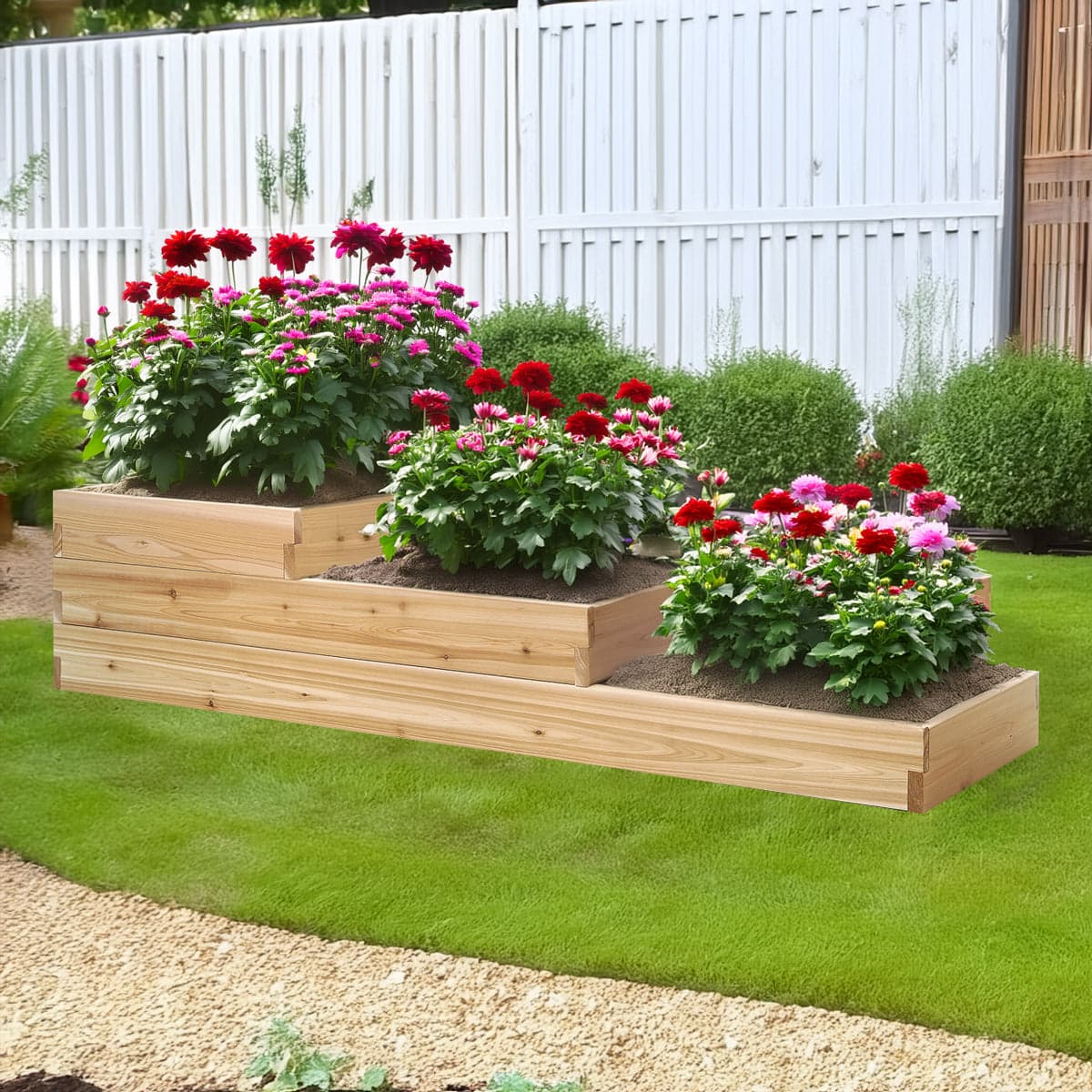 3-Step Tiered Cedar Garden Box RGT15 — product photograph