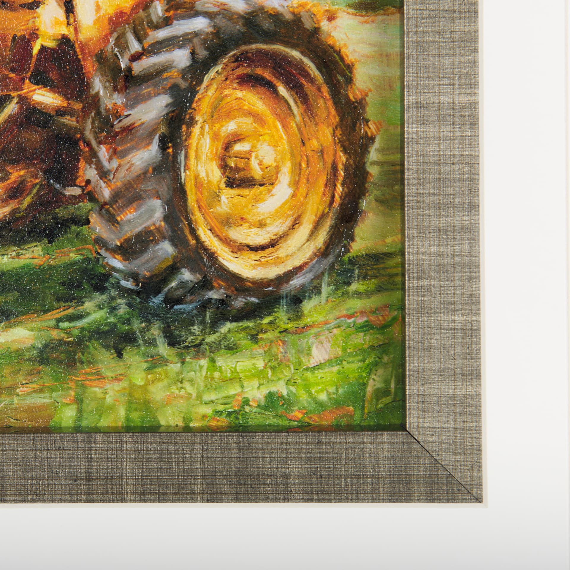 Rustic Tractors IV by Mercana Studio a Hand Embellished Textured Framed Art Print Matted under Glass — product photograph