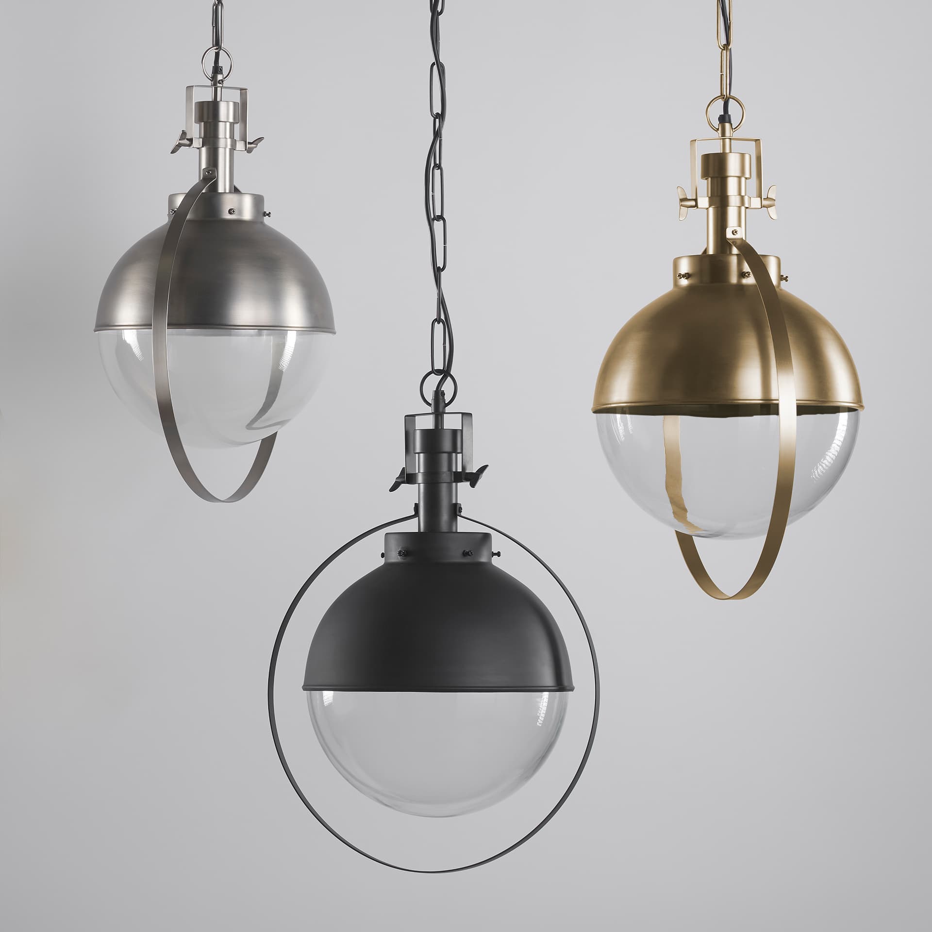 Leighton 15.0L x 15.0W x 20.0H Antique Nickel Pendant Light — product photograph