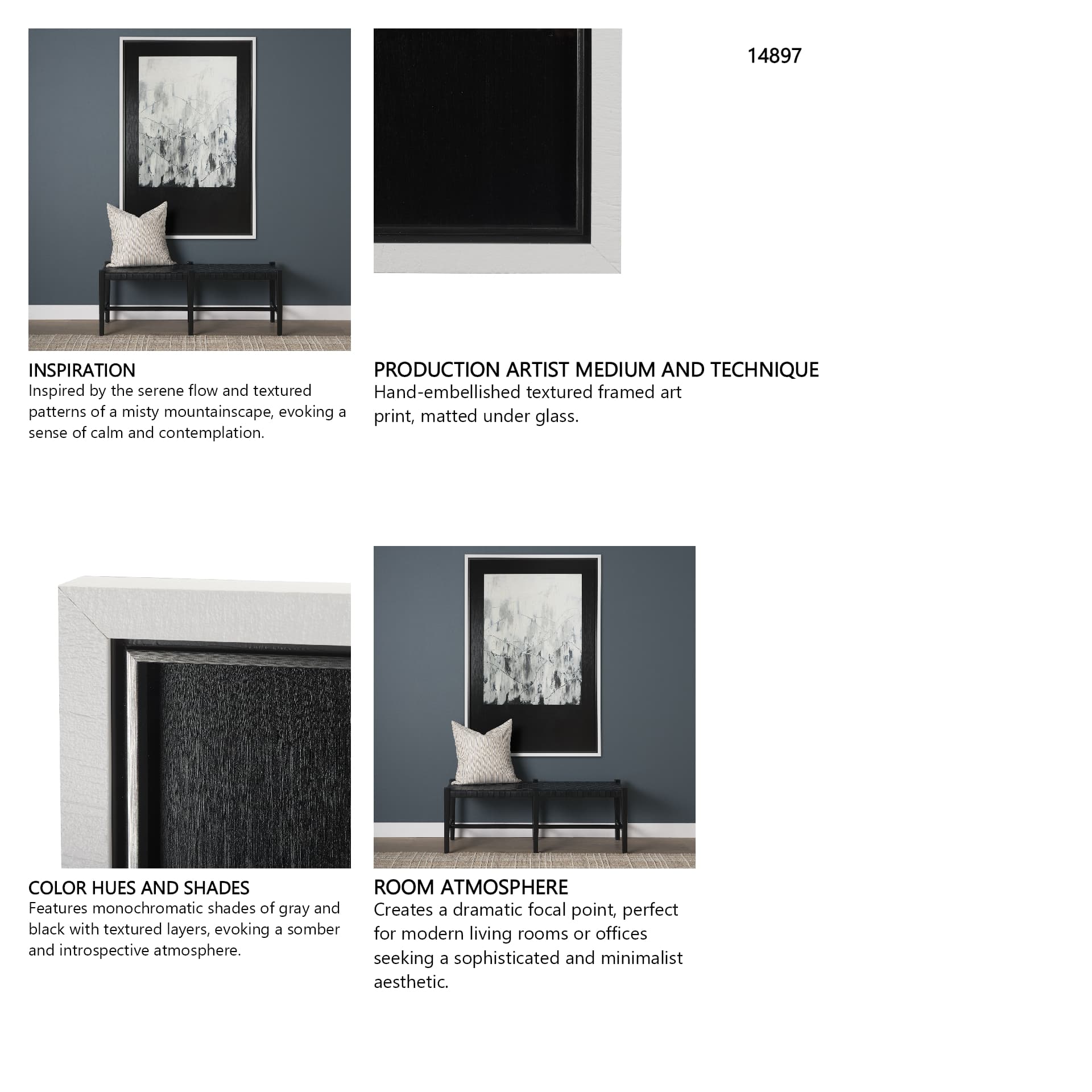 Mountain Shades I by Mercana Studio a Hand Embellished Textured Framed Art Print Matted under Glass — in a styled room