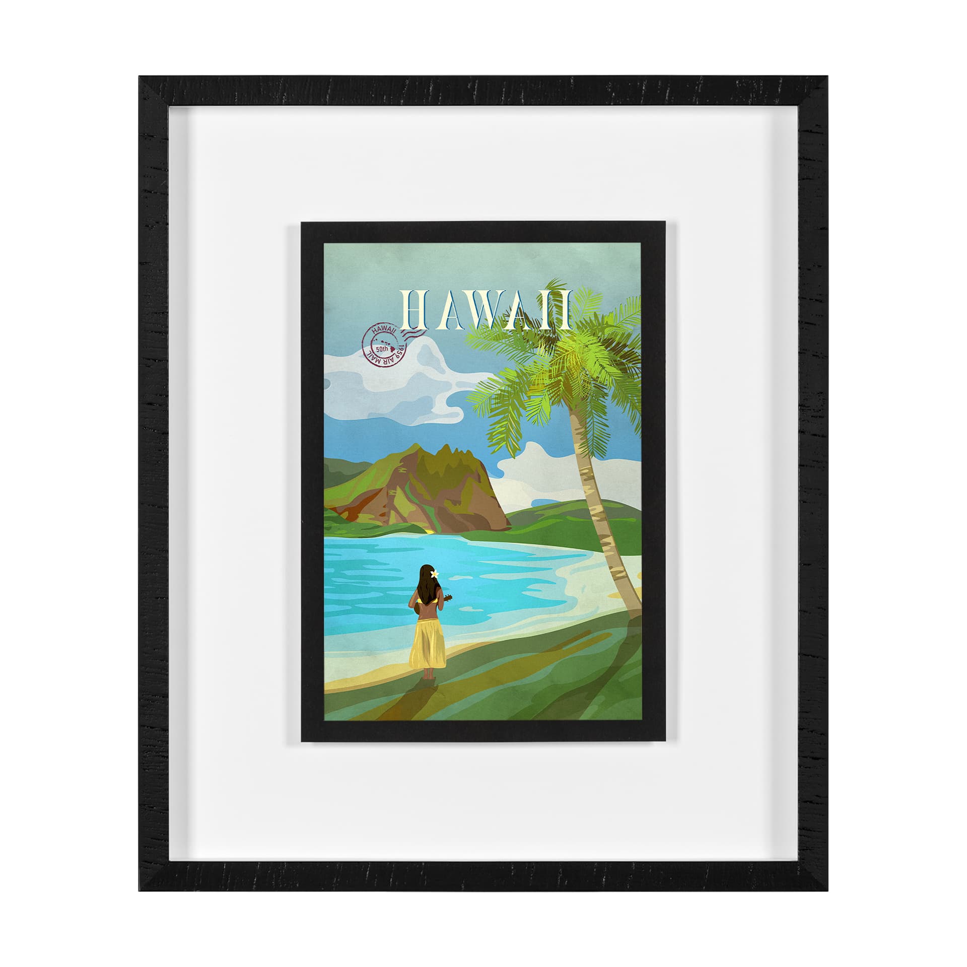Hawaii Go USA (M) by Mercana Studio a Framed Art Print Matted under Glass — product photograph