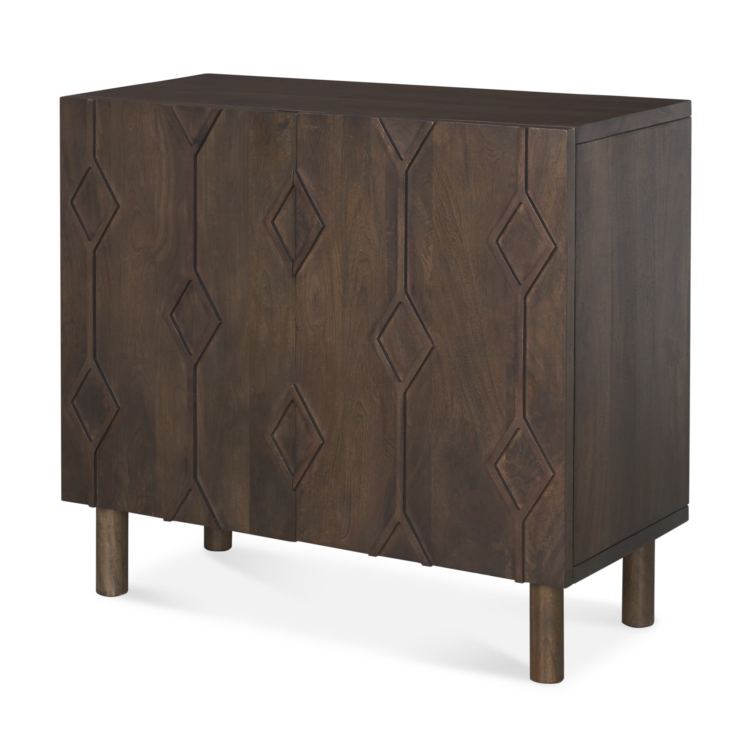Heera Dark Brown Diamond Motif w/ Shelf Accent Cabinet — product photograph
