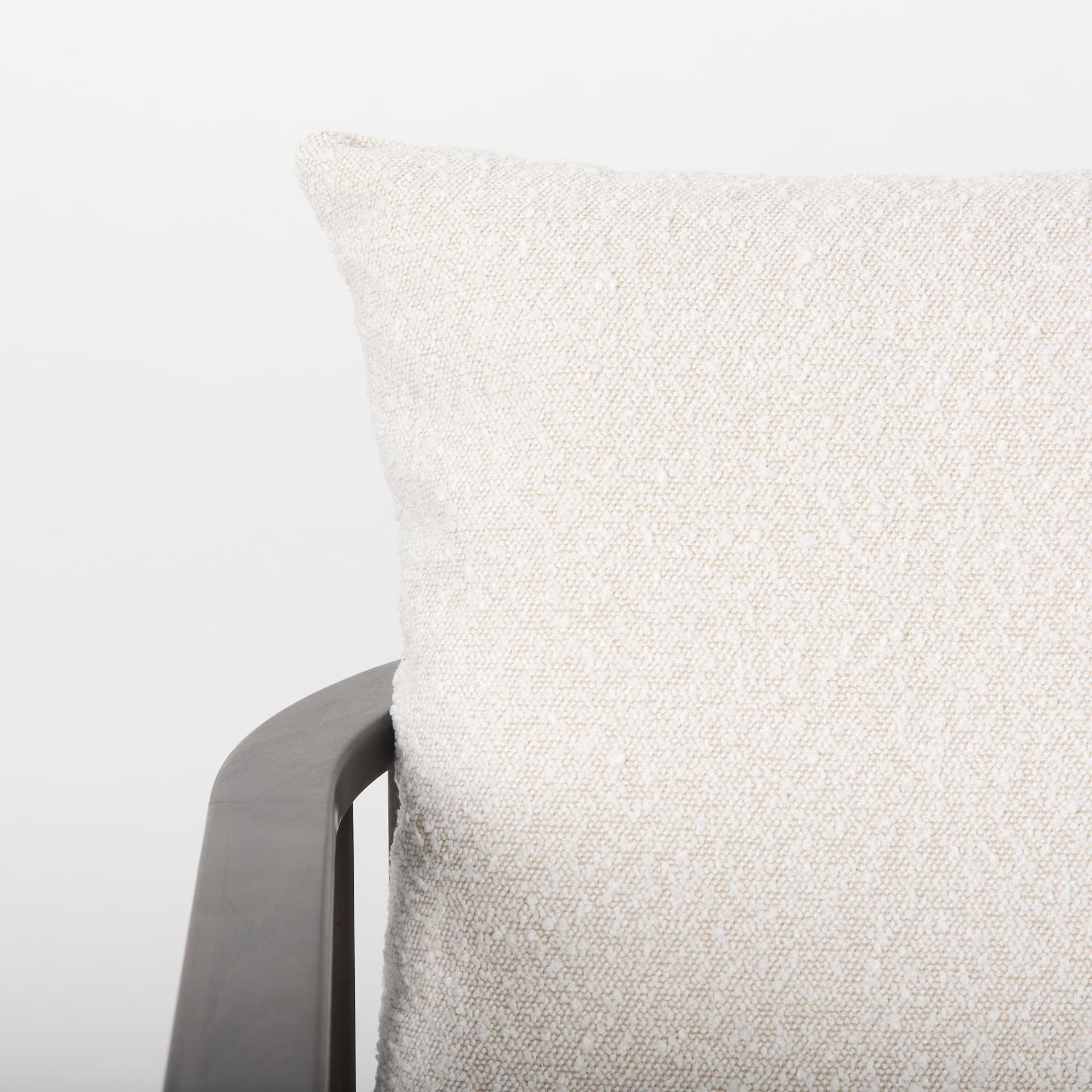 Kopari 30.1L x 30.5W x 37.2H White Boucle Fabric W/Dark Brown Wood Accent Chair — product photograph