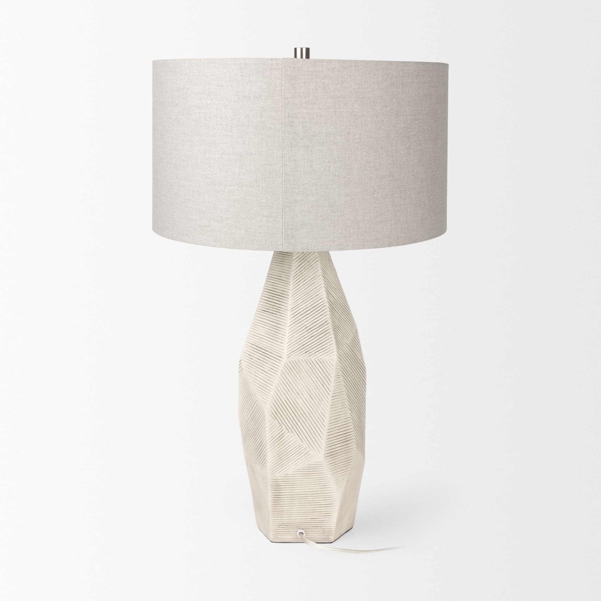 Piven White w/Antiqued Wash Textured Ceramic Table Lamp — product photograph