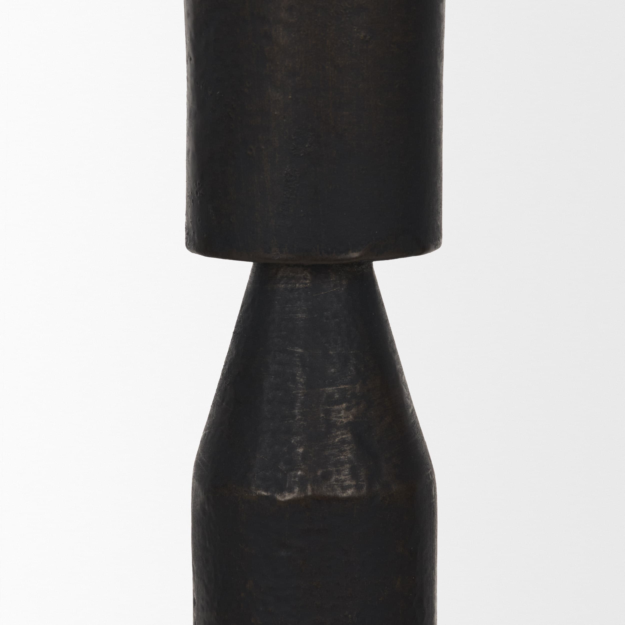 Declan Textured Matte Black Cast Metal Taper Candle Holder — product photograph