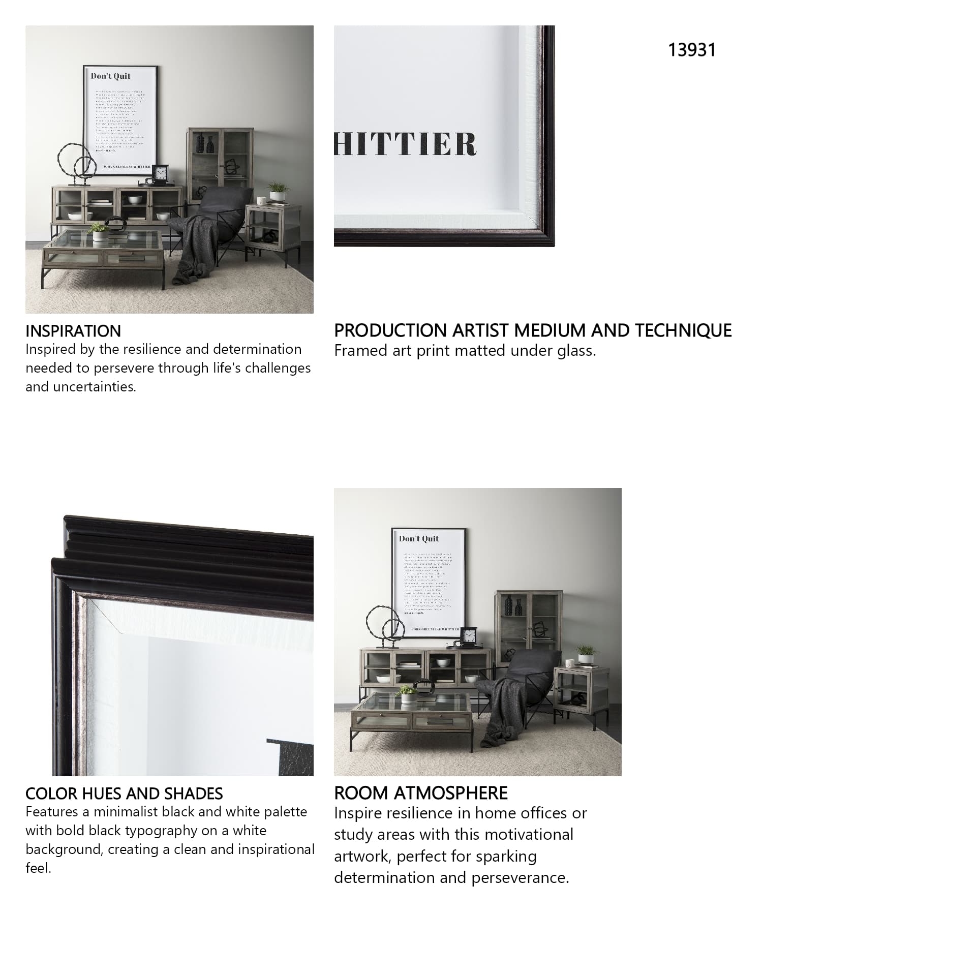 Don't Quit by Mercana Studio a Framed Art Print Matted under Glass — in a styled room