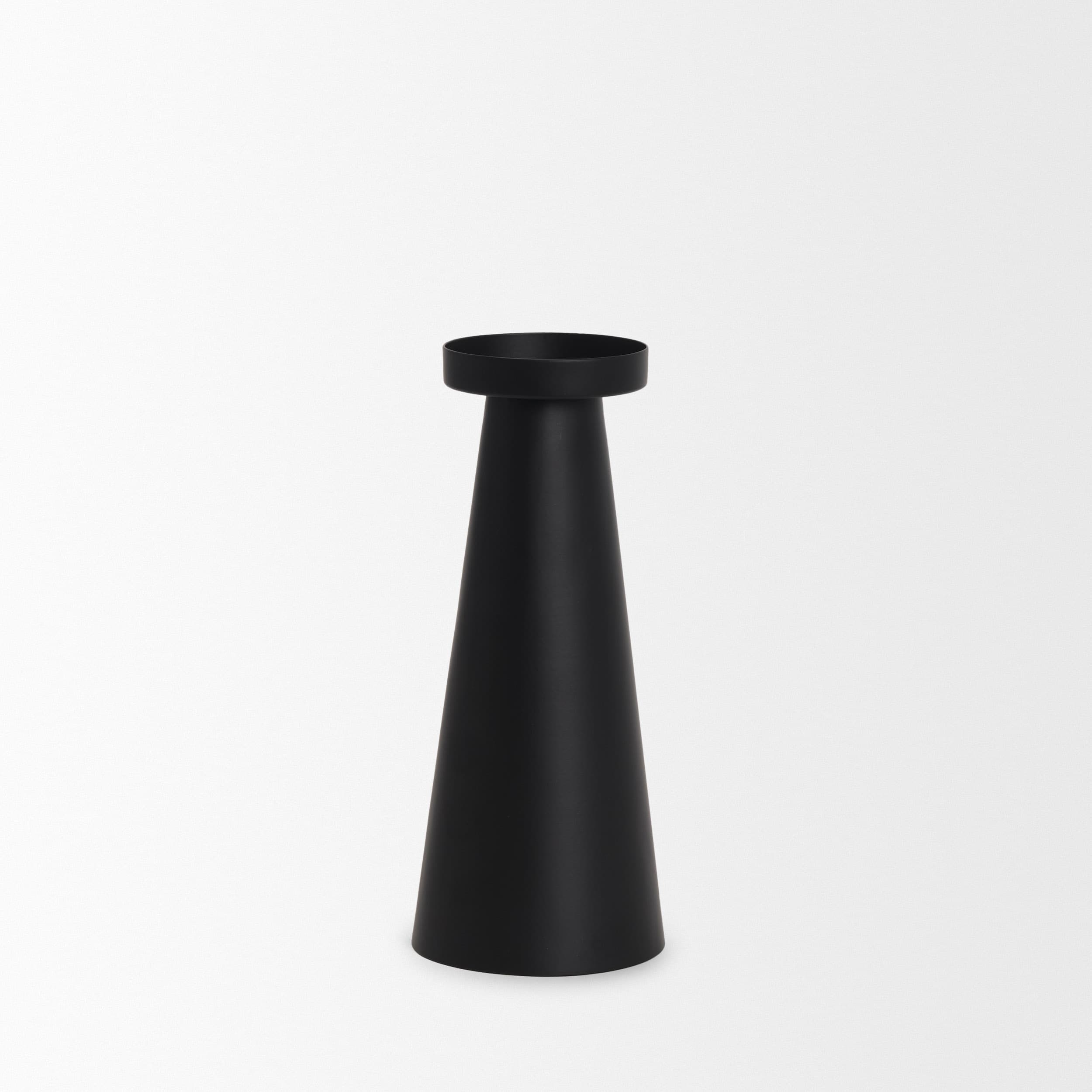Quadir Tall Matte Black Metal Candle Holder — product photograph