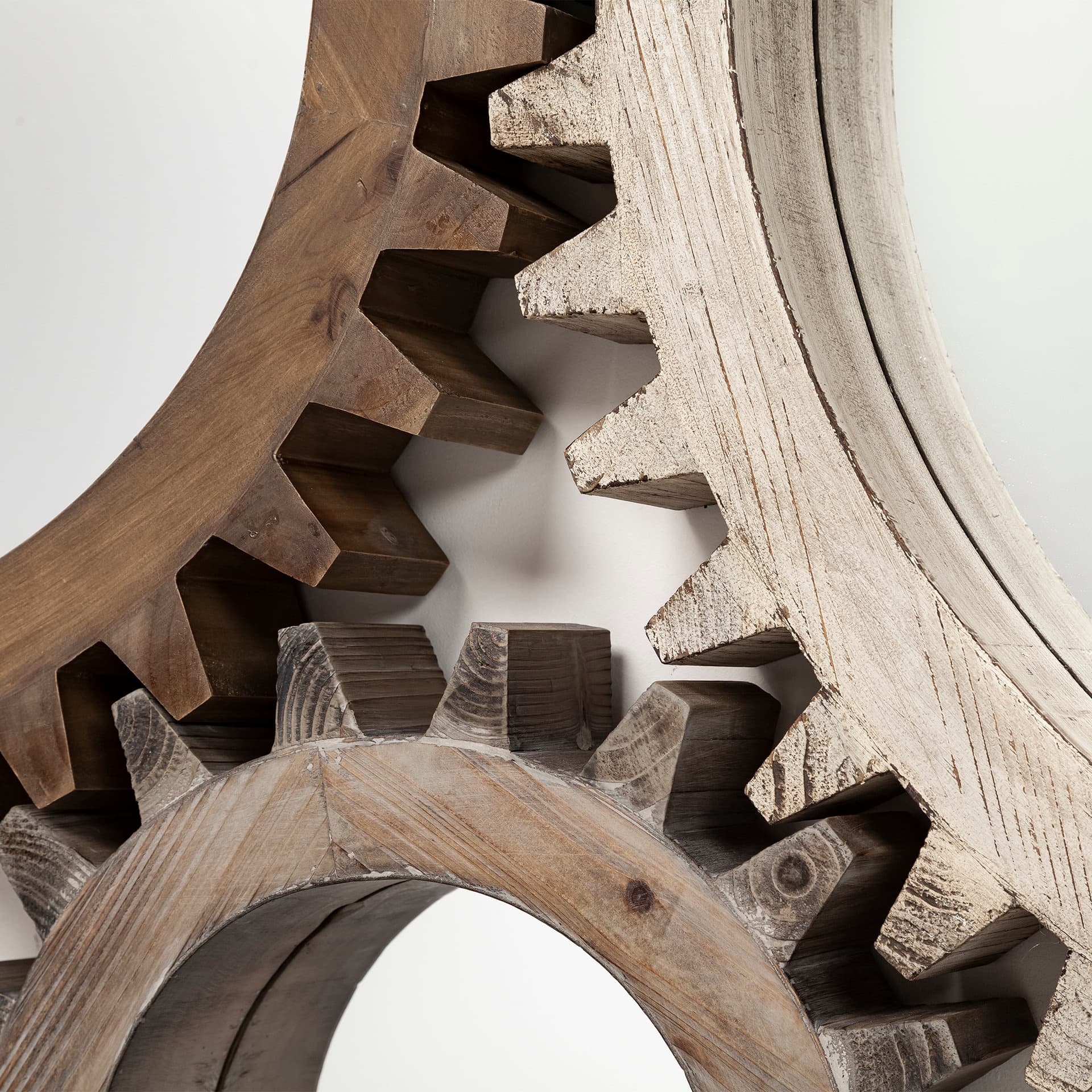 Cog Mirror 26" Round Brown Wood Frame Mirror — product photograph