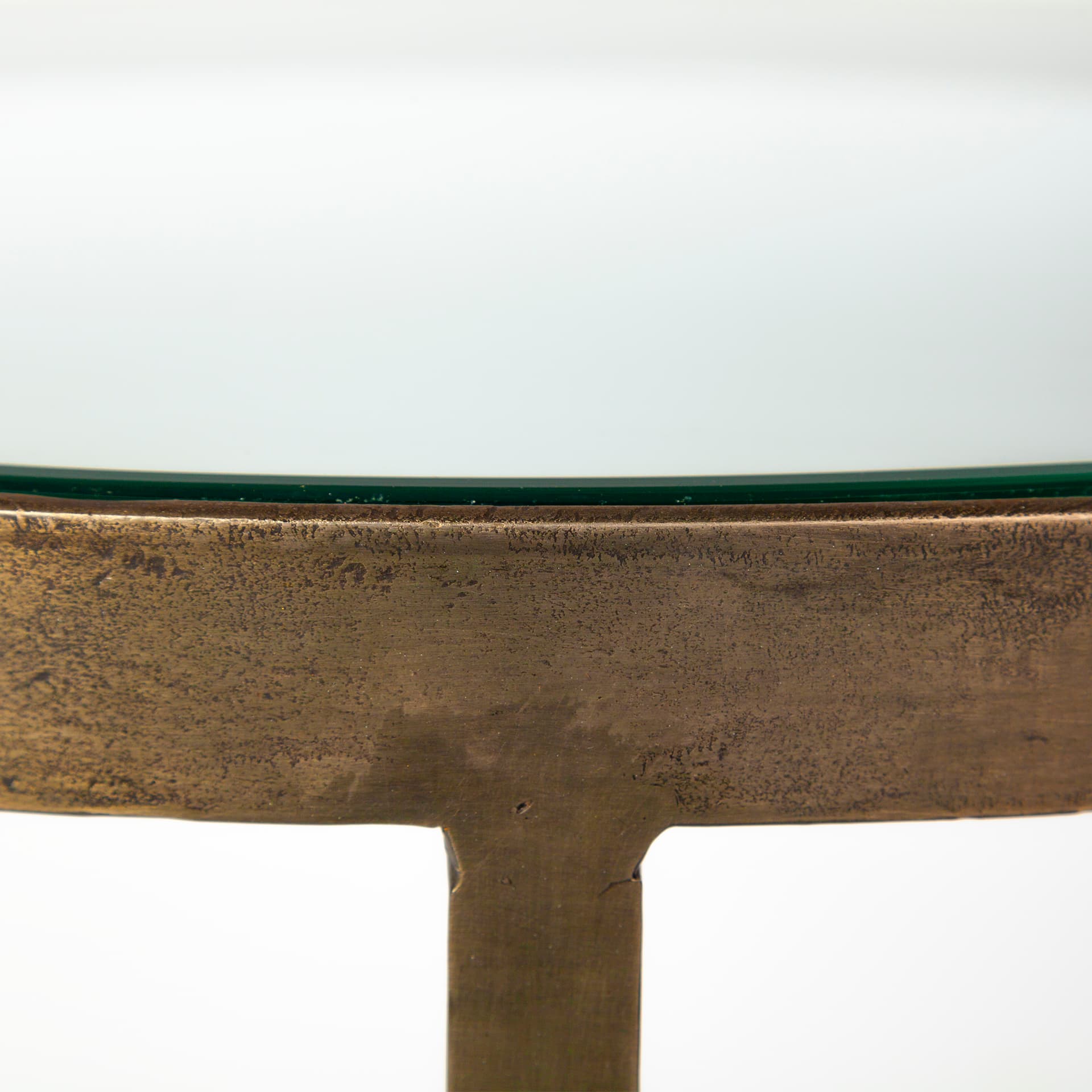 Reinhardt II 20" Round Glass Top Metal and Marble Detail End/Side Table — product photograph