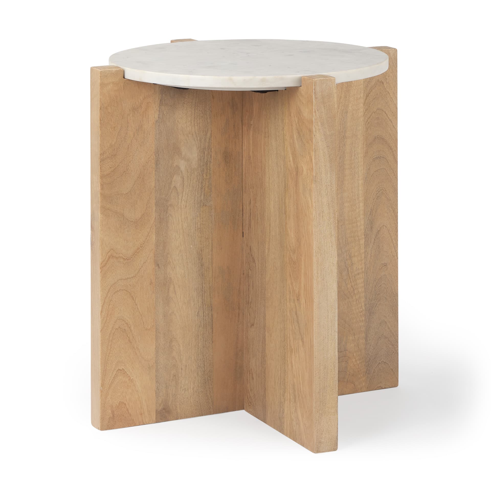 Bianca Wood and Marble Accent Table — product photograph
