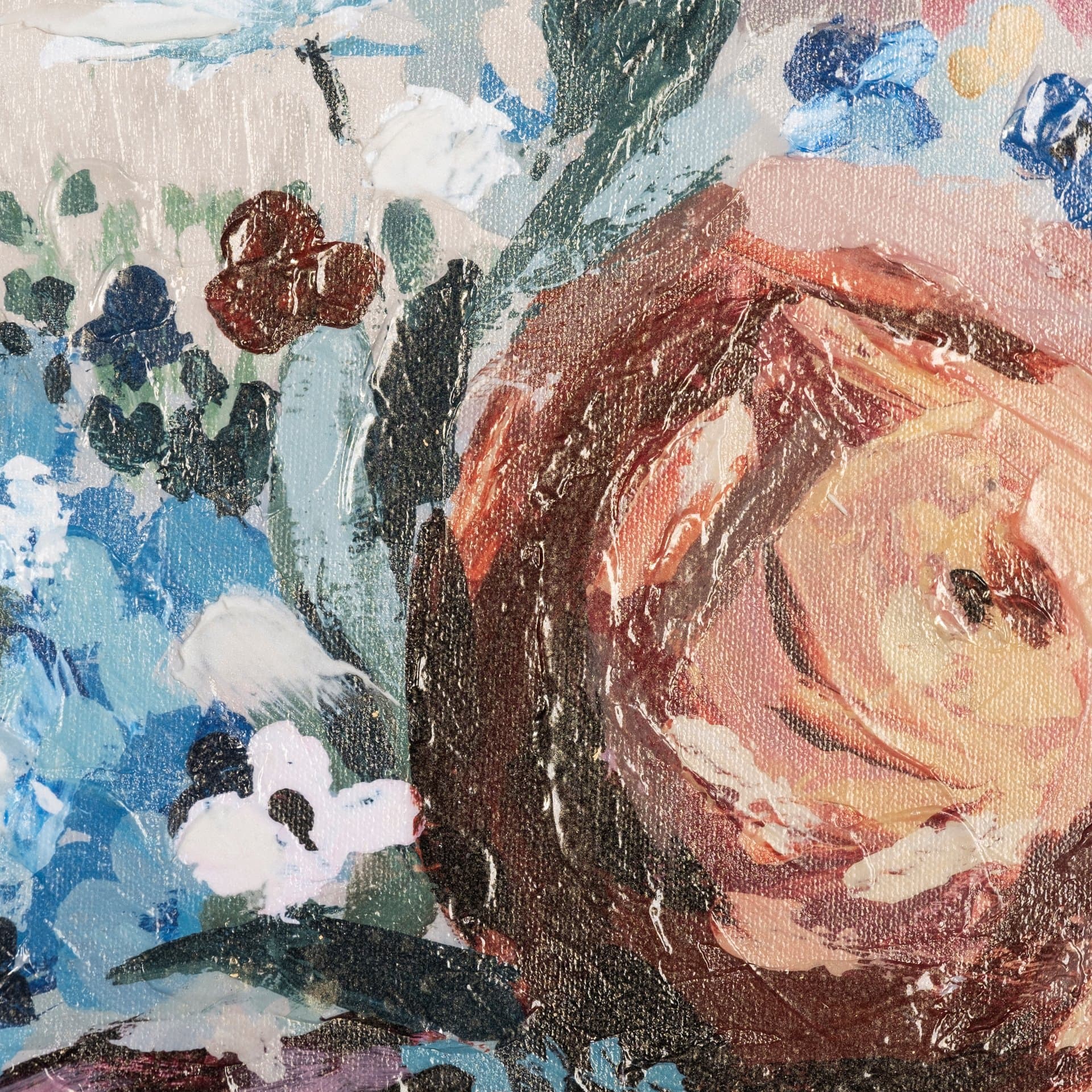 Farmhouse Flowers II by Barbara Fleming a Hand Embellished Textured Canvas — product photograph