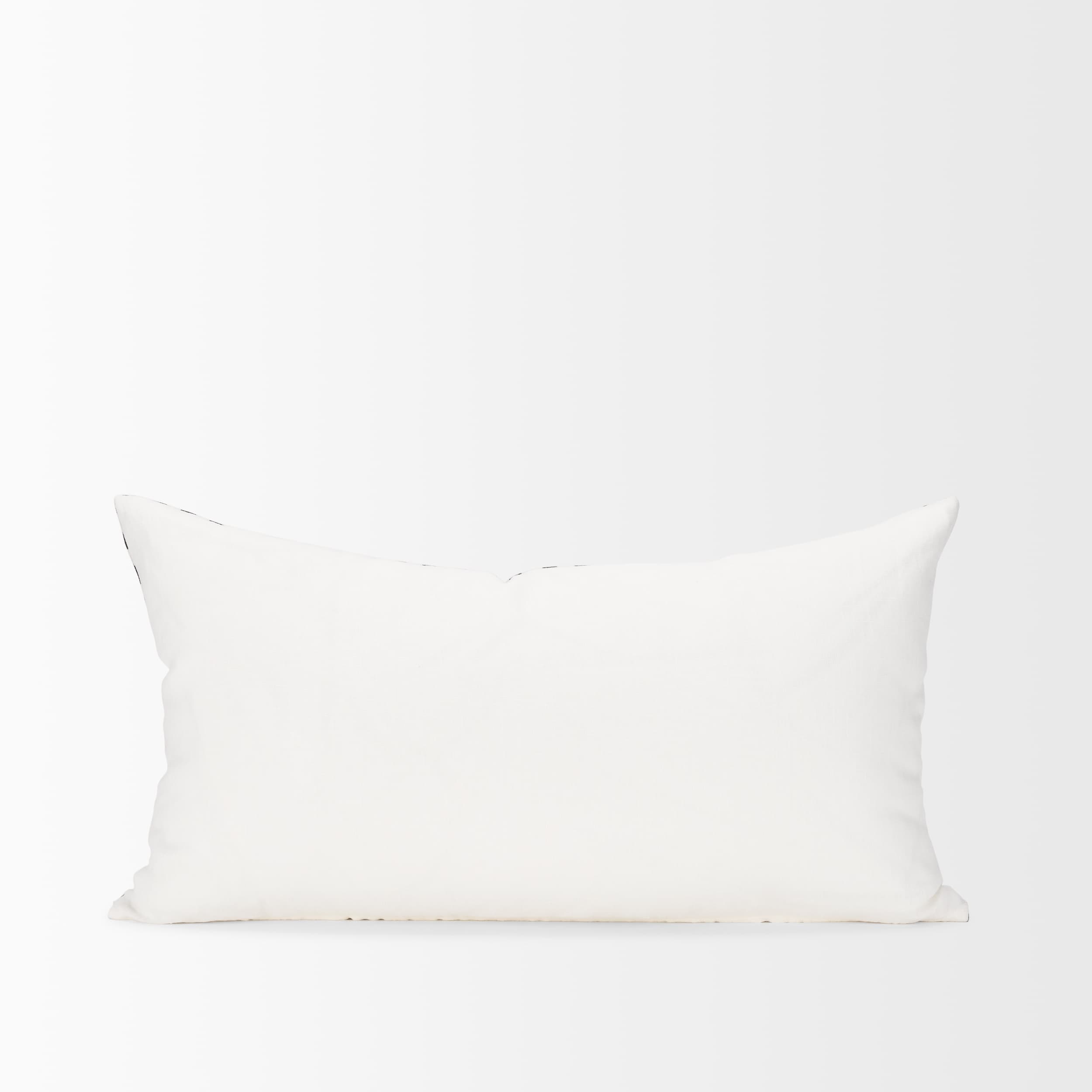 Jolie Cream w/ Black Print Linen Lumbar Pillow Cover — product photograph