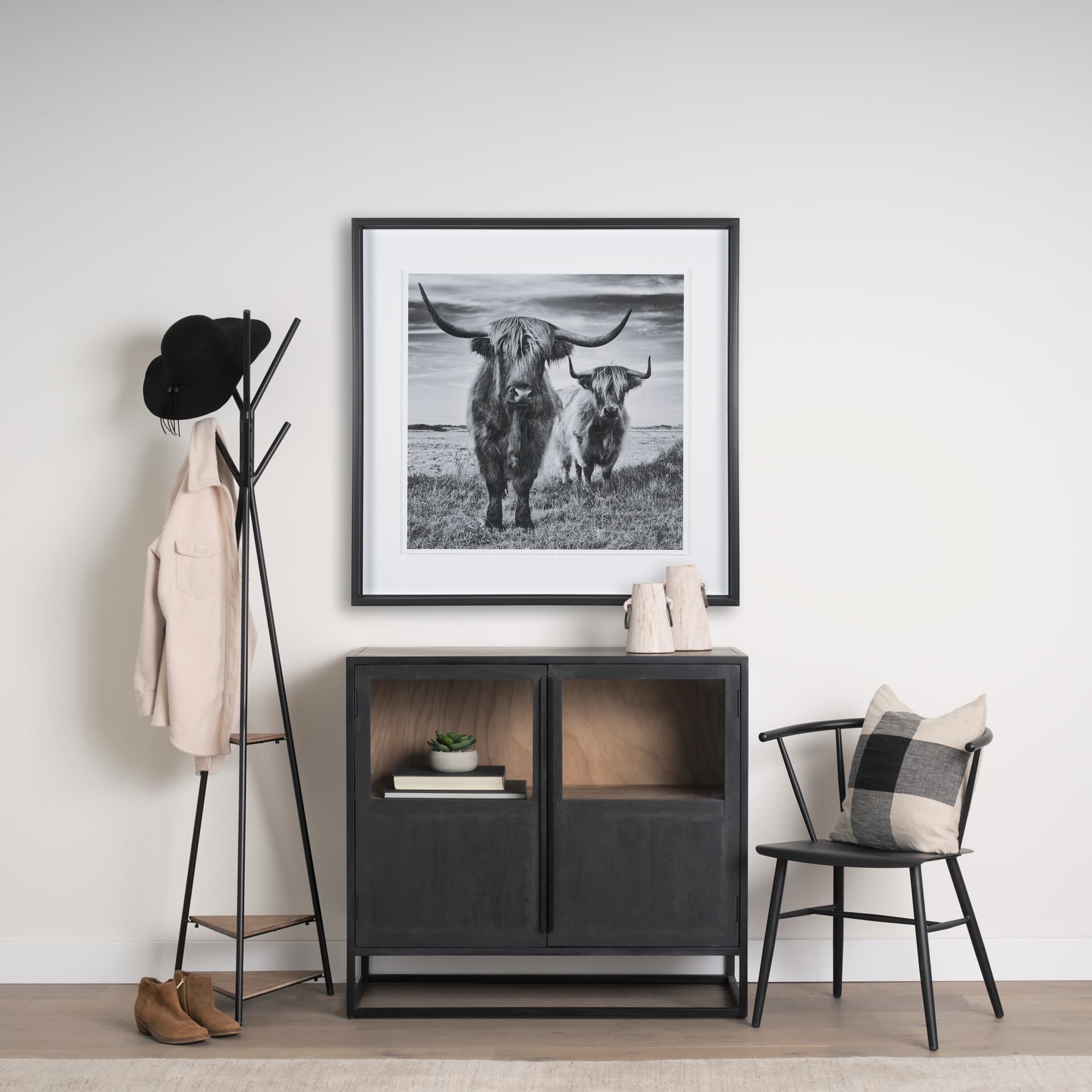 Colin Curved Back Dining Side Chair | Black Metal — product photograph