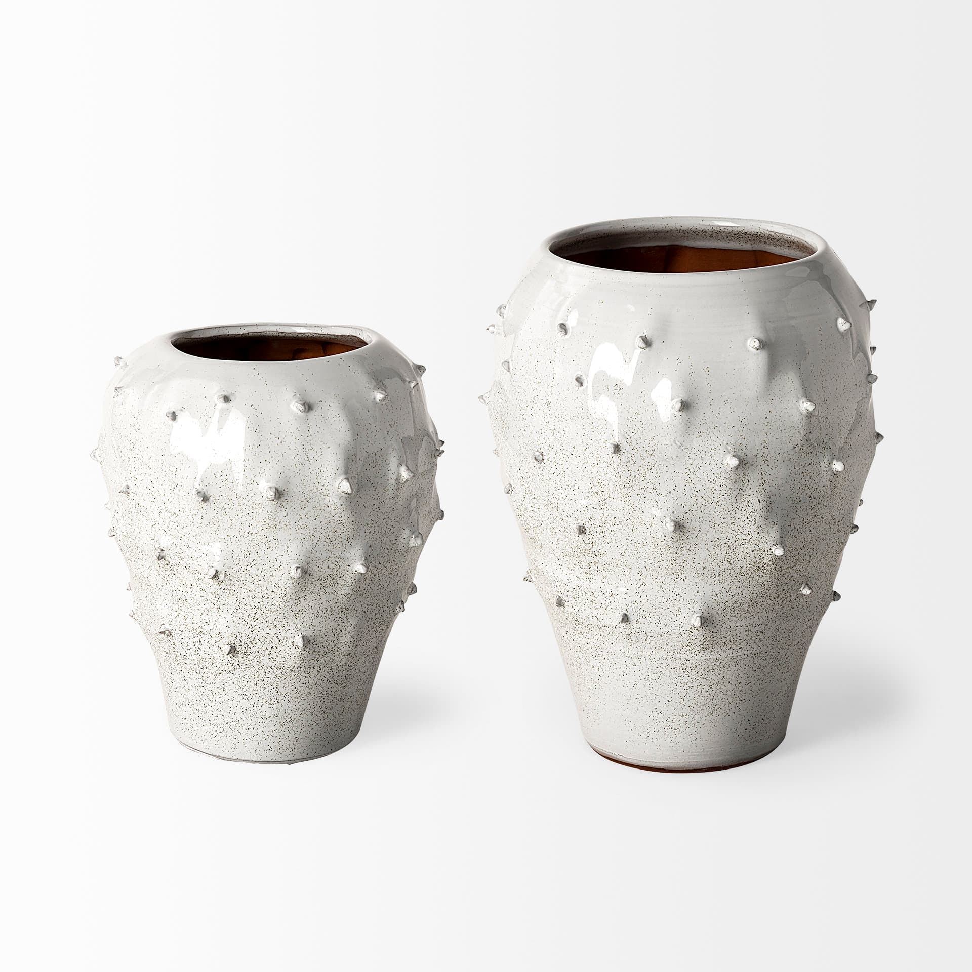 Julian Small Glossy White Ceramic Spoked Vase — product photograph