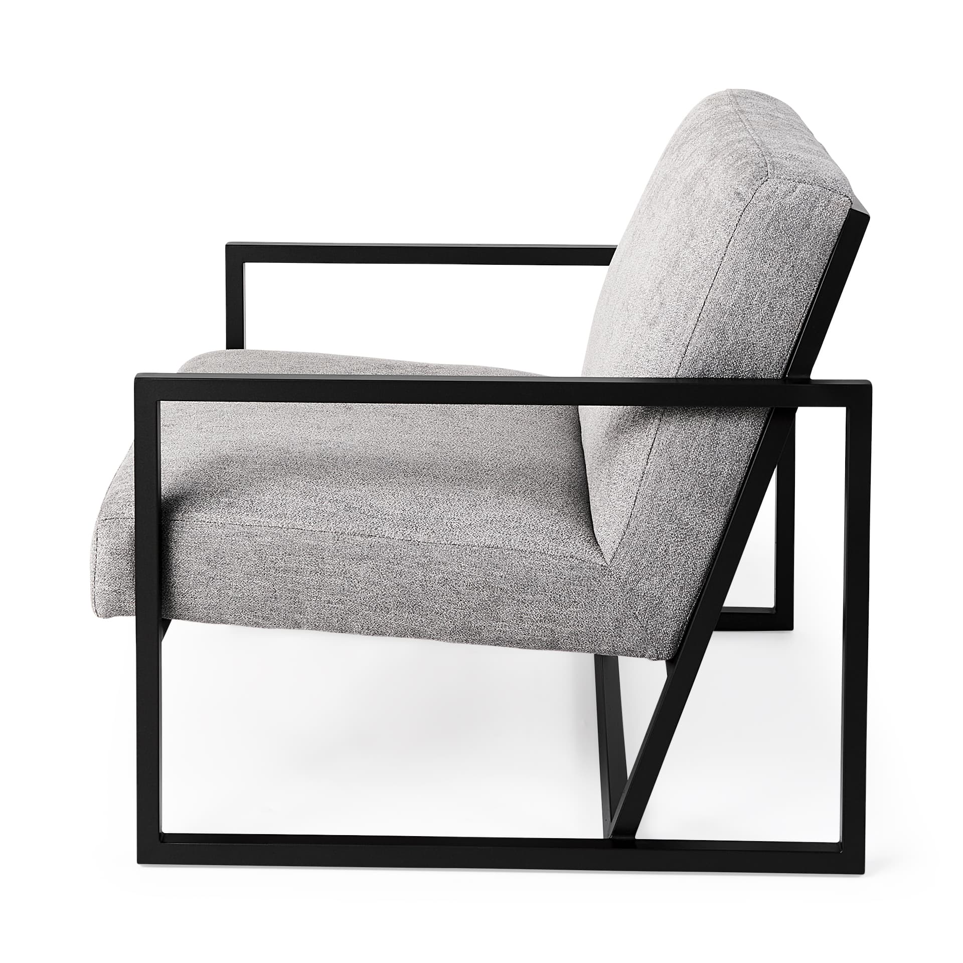 Armelle Gray Fabric Seat W/Black Metal Frame Accent Chair — product photograph