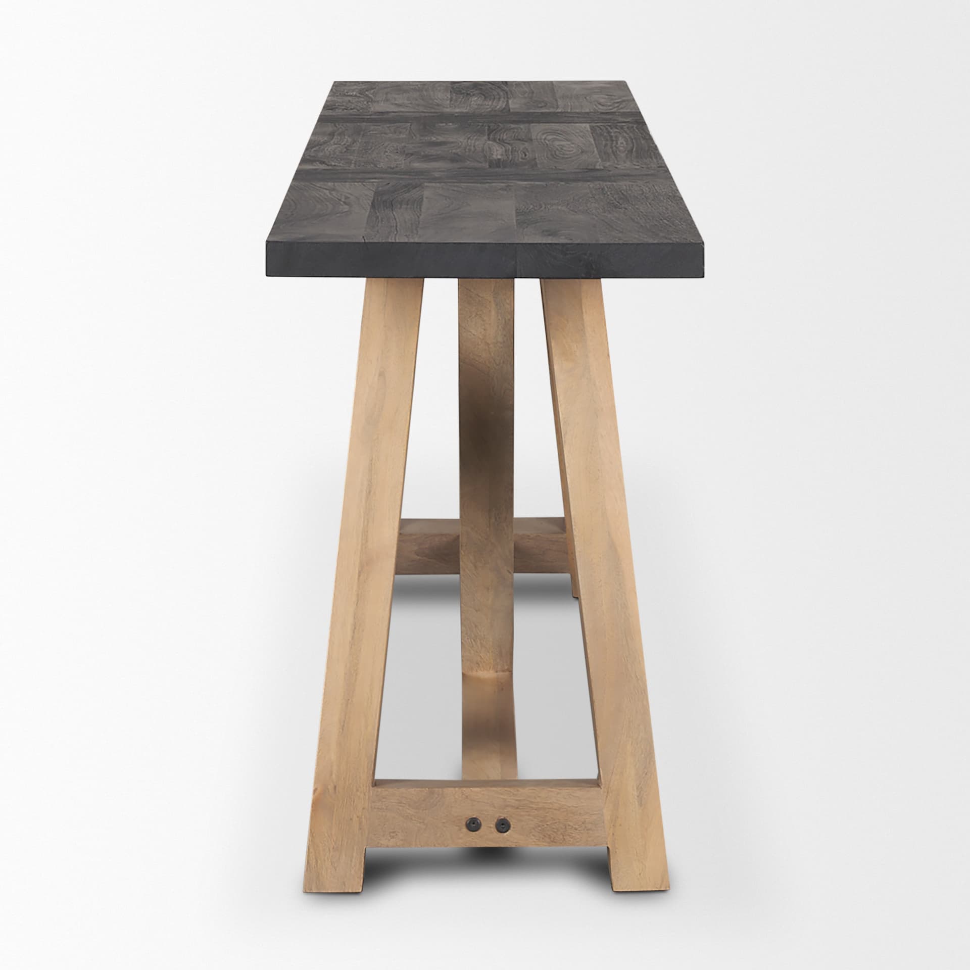 Rialto Two-Toned Black and Brown Wood Angular Leg Console Table — product photograph