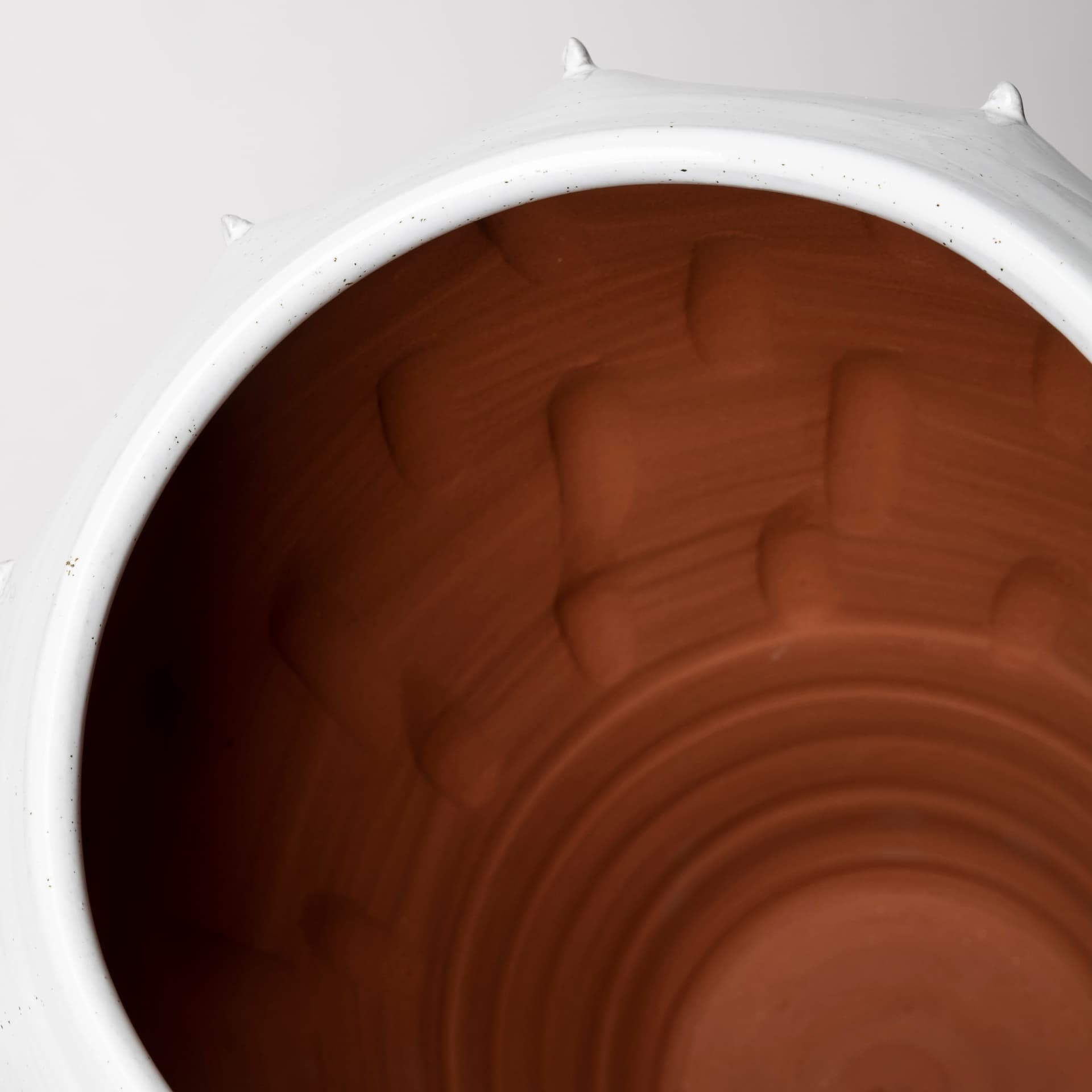Julian Large Glossy White Ceramic Spoked Vase — product photograph