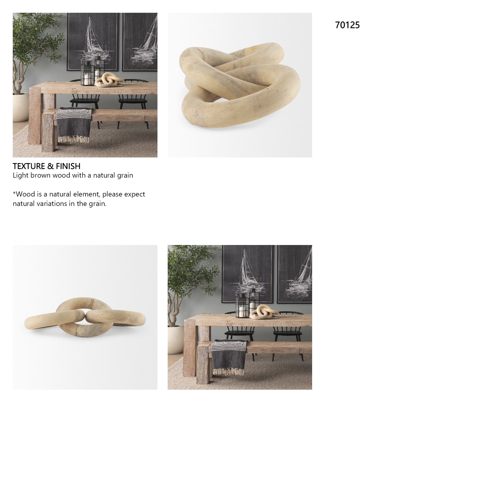 Alize Solid Wood Circular Chain Link Decorative Object — in a styled room