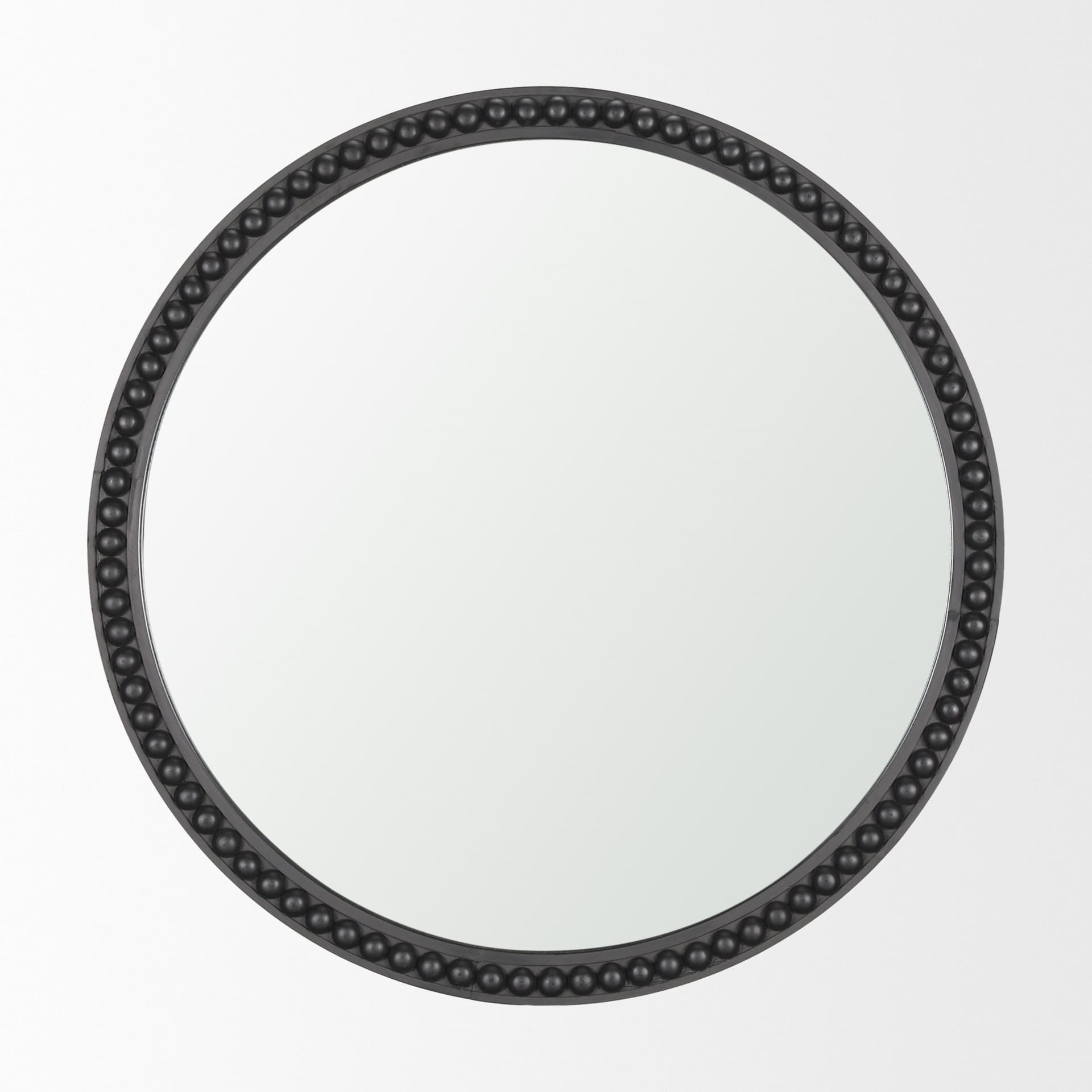 Roan Black Wood Beaded Wall Mirror — product photograph