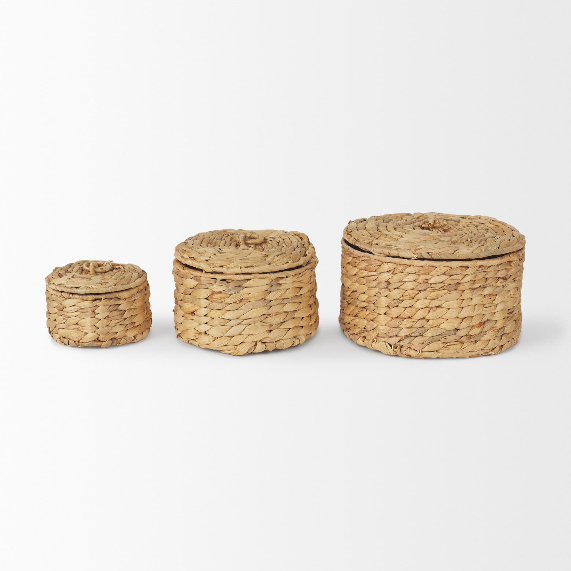 Kea Set of 3 Nesting Water Hyacinth Boxes with Lids — product photograph