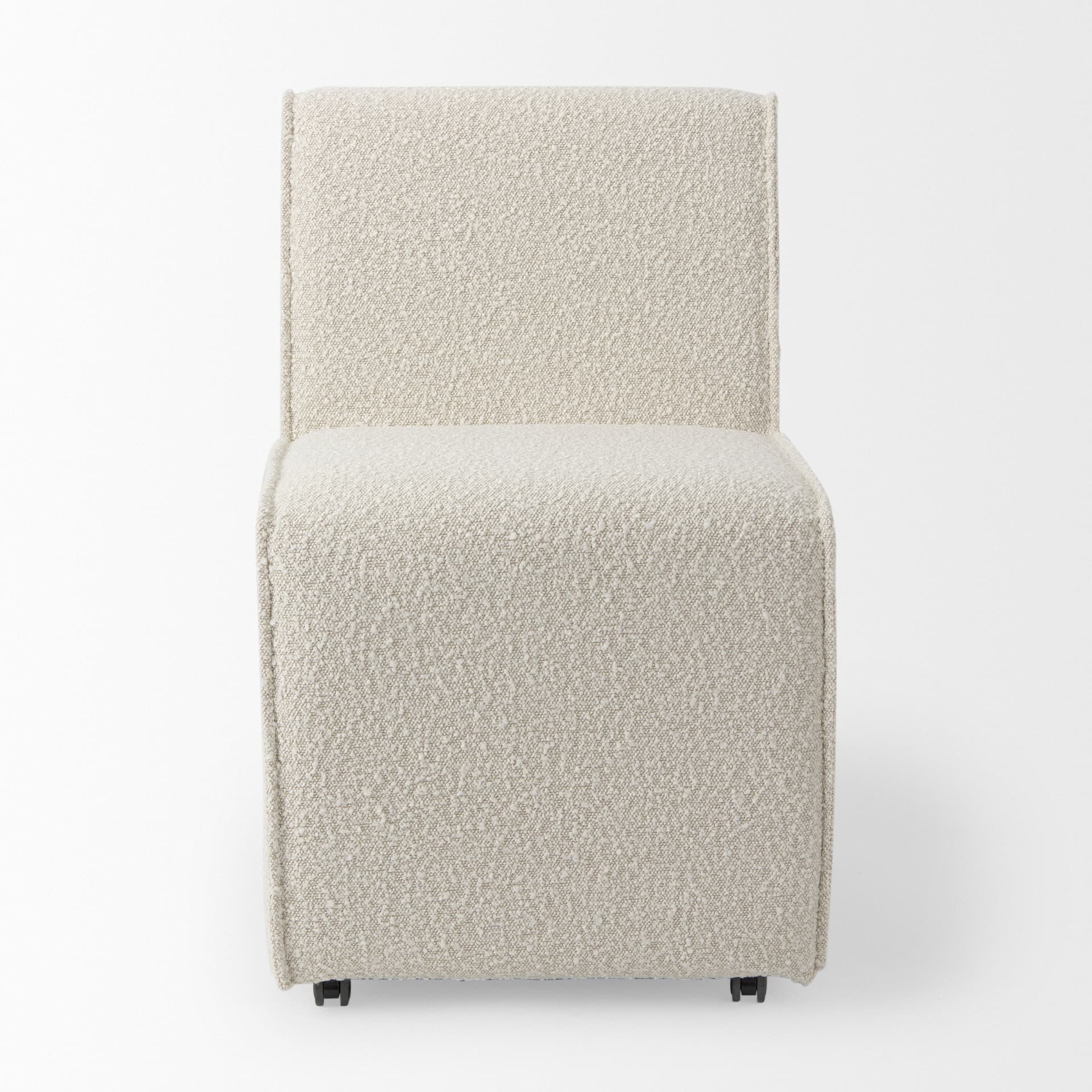Damon Barrel Back Dining Arm Chair | Cream Fabric w/ Caster Base — product photograph