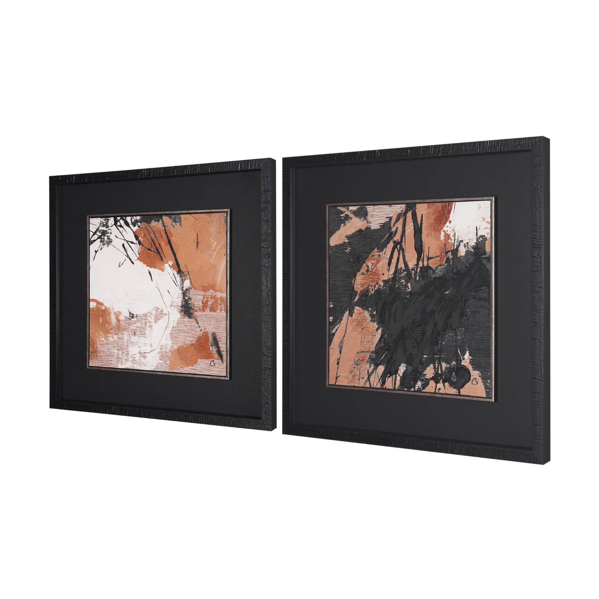 Tones of Sienna II (Set of 2) by Mercana Studio Hand-Embellished Framed Artwork Matted under Glass — product photograph