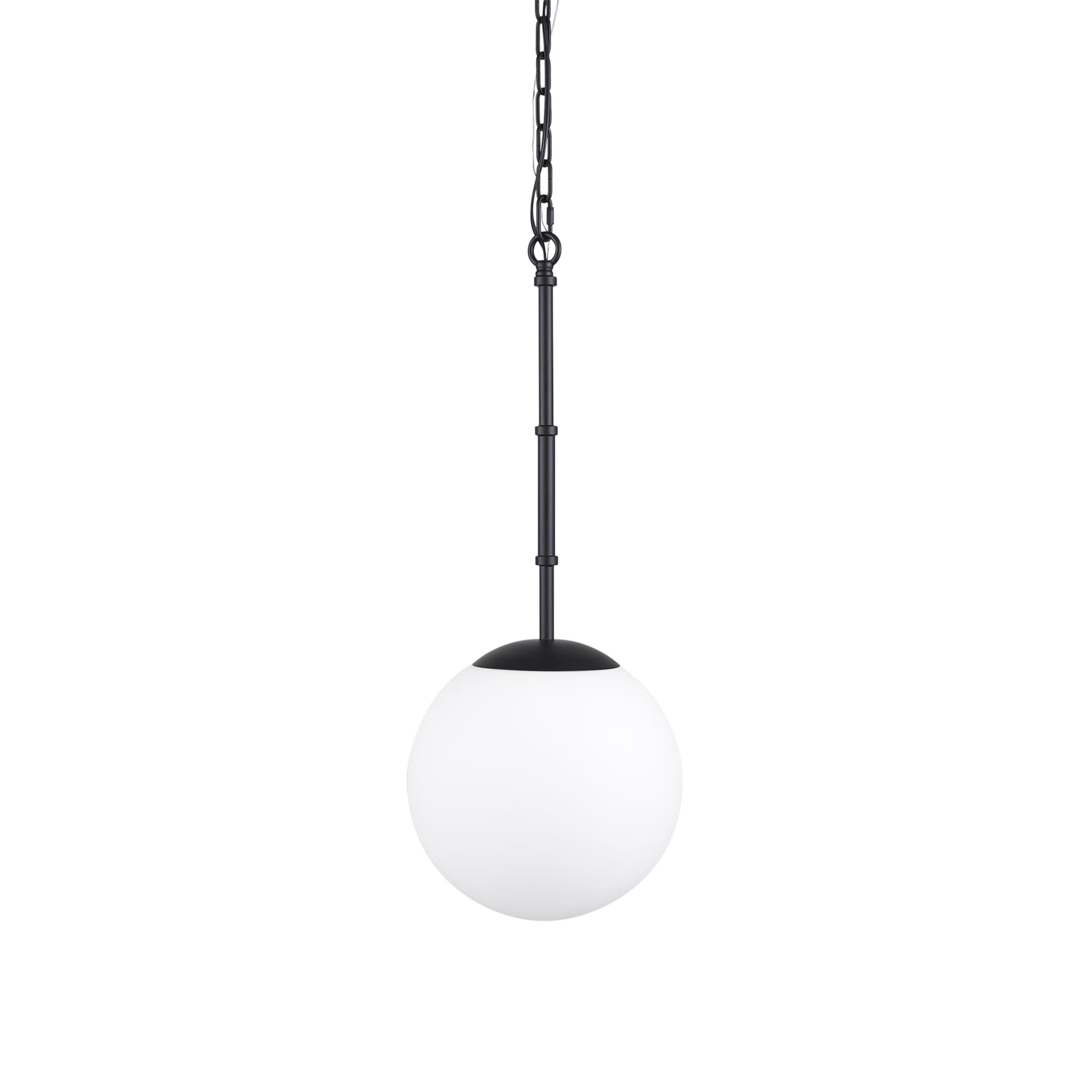 Edie Matte Black Metal w/ Frosted Glass Globe 1-Light Pendant — product photograph
