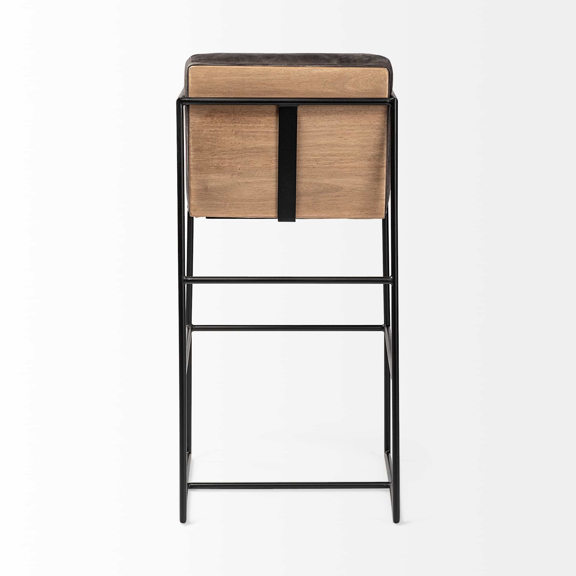 Stamford Backless 40in Seat Bar Stool | Black Leather w/ Black Metal — product photograph