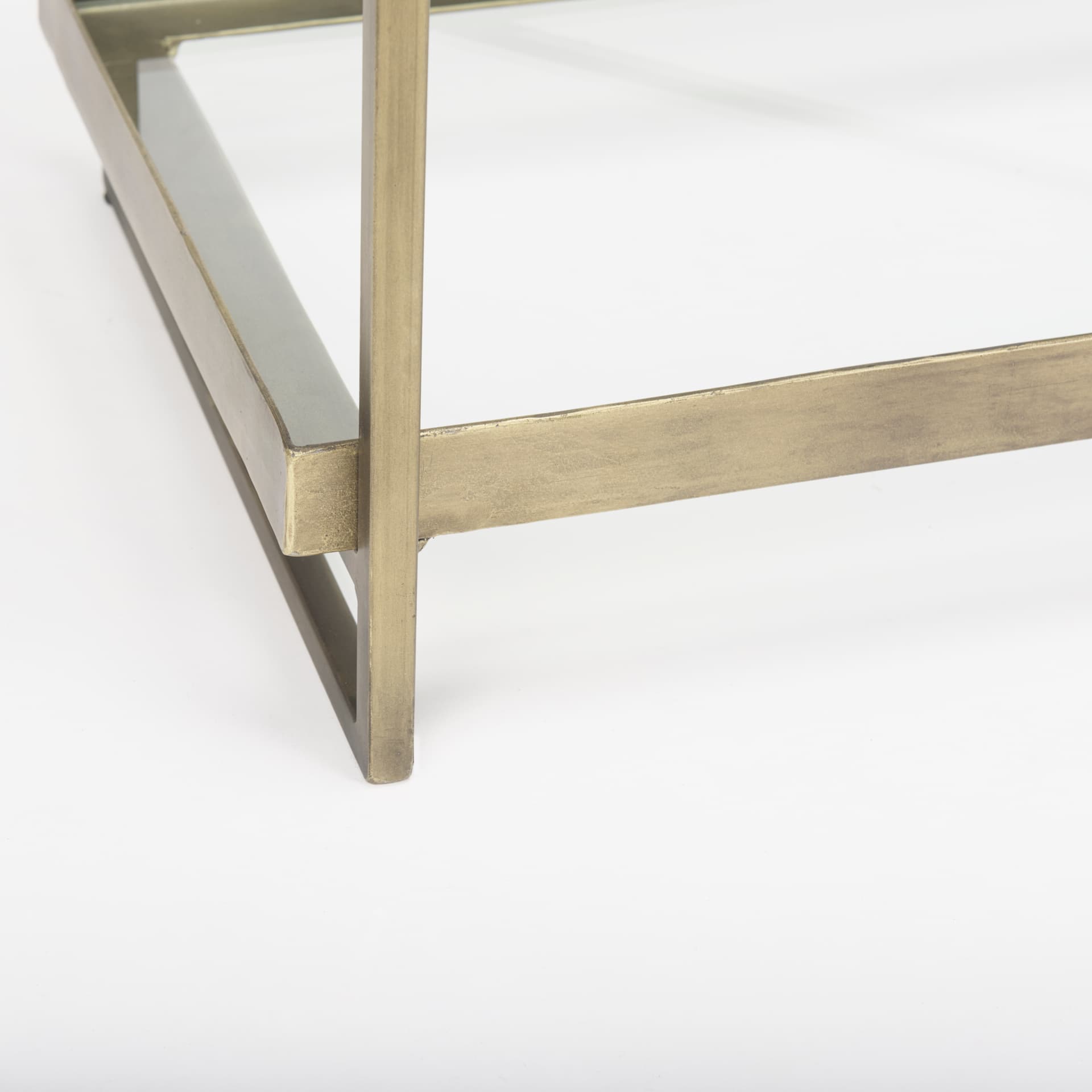 Trey 72.0L x 16.0W x 30.0H Gold Metal W/Glass Console Table — product photograph
