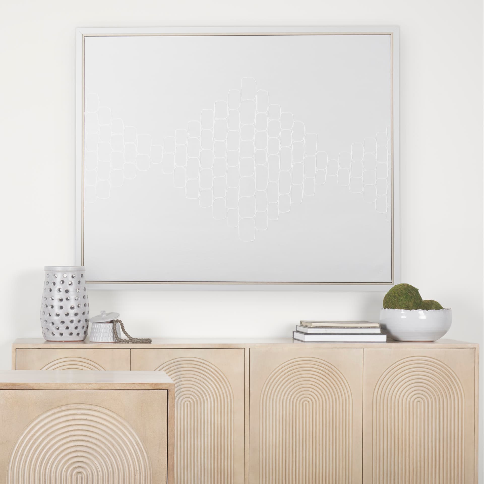 Sugar Cube by Studio M a handmade Original Framed Canvas Artwork — in a styled room