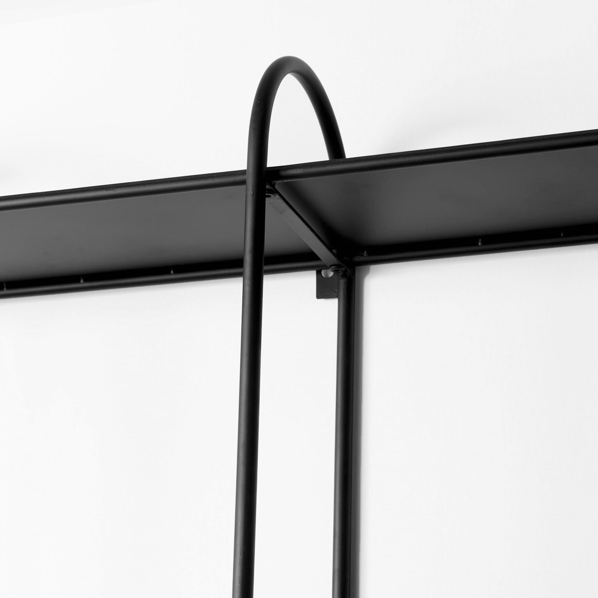 Decimus 36.6L x 8.7W x 45.7H Black Metal Wall Mounted 3 Tiered Shelf — product photograph