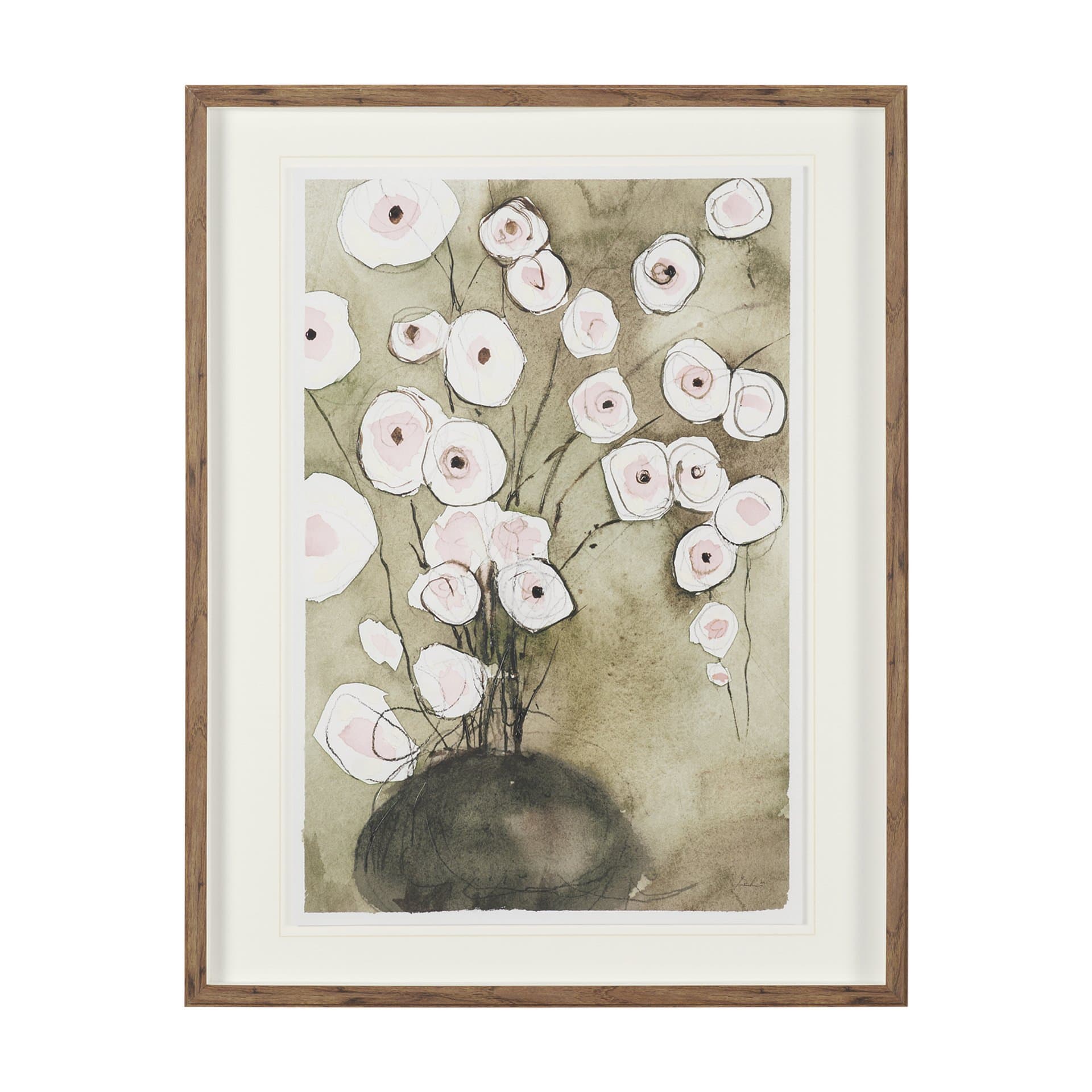 Butterfly Ranunculus I by Mercana Studio Hand-Embellished Framed Artwork Matted under Glass — product photograph
