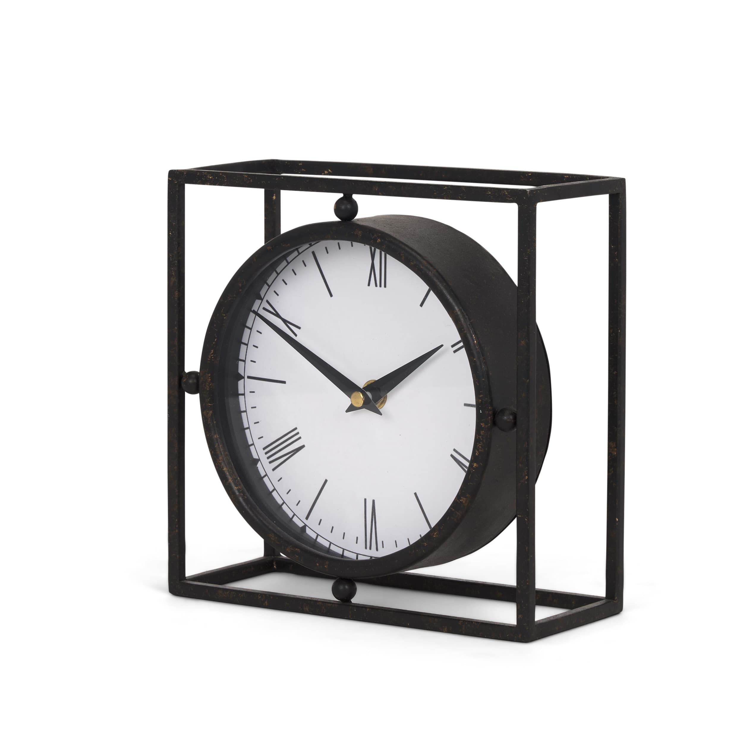 Raisa Black w/ Gold Antiquing Metal Table Clock — product photograph