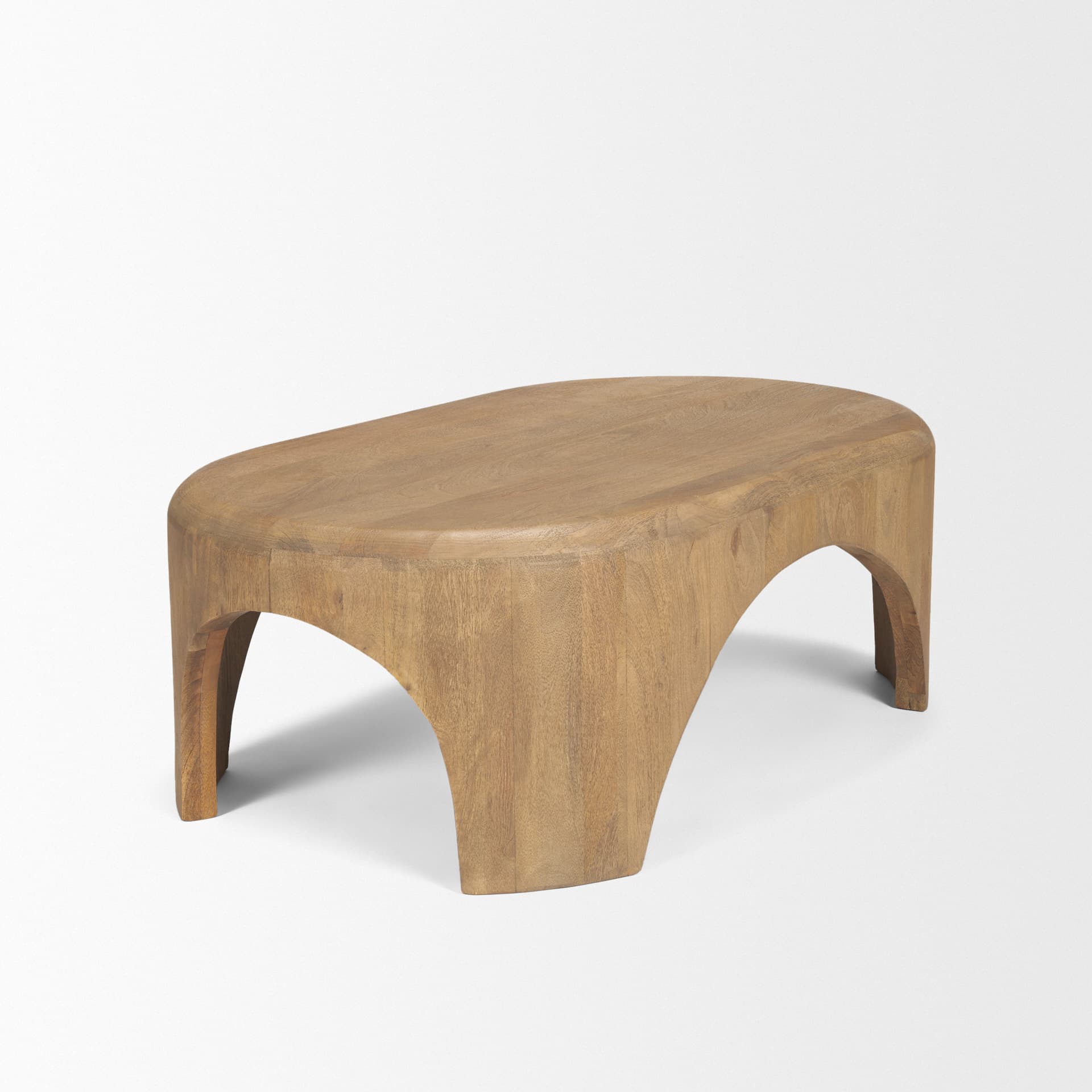 Shima Oval Light Brown Wood w/ Arched Legs Coffee Table — product photograph