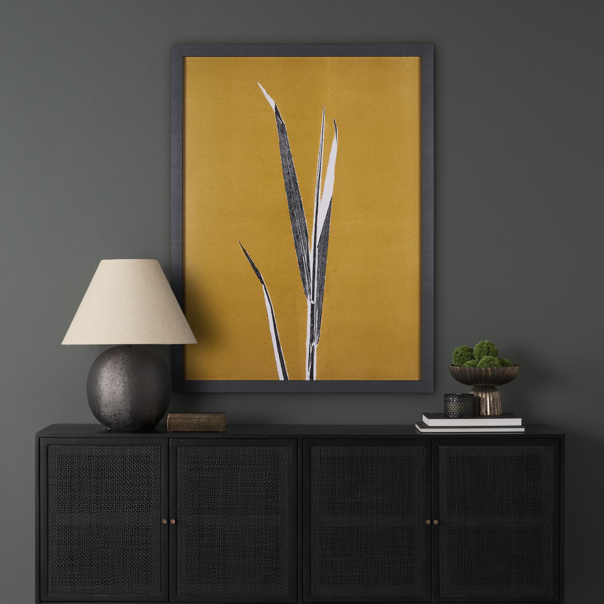 New Grasses 2 by Mary Margaret Briggs a Hand Embellished Textured Framed Art Print — in a styled room