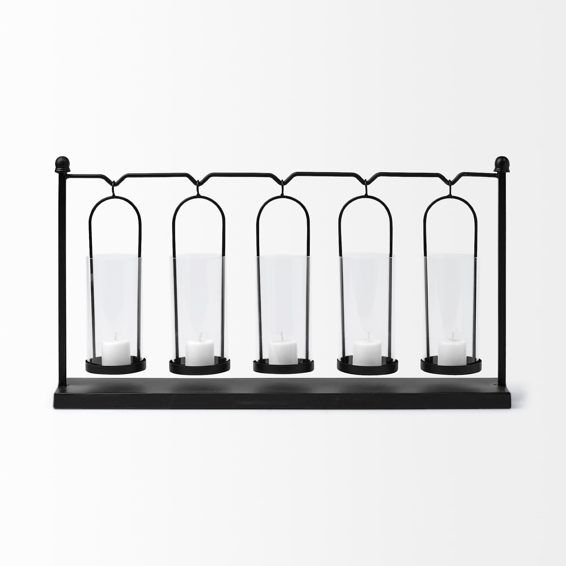 Erlen Black Metal Hanging Votive Five Candle Table Candle Holder — product photograph