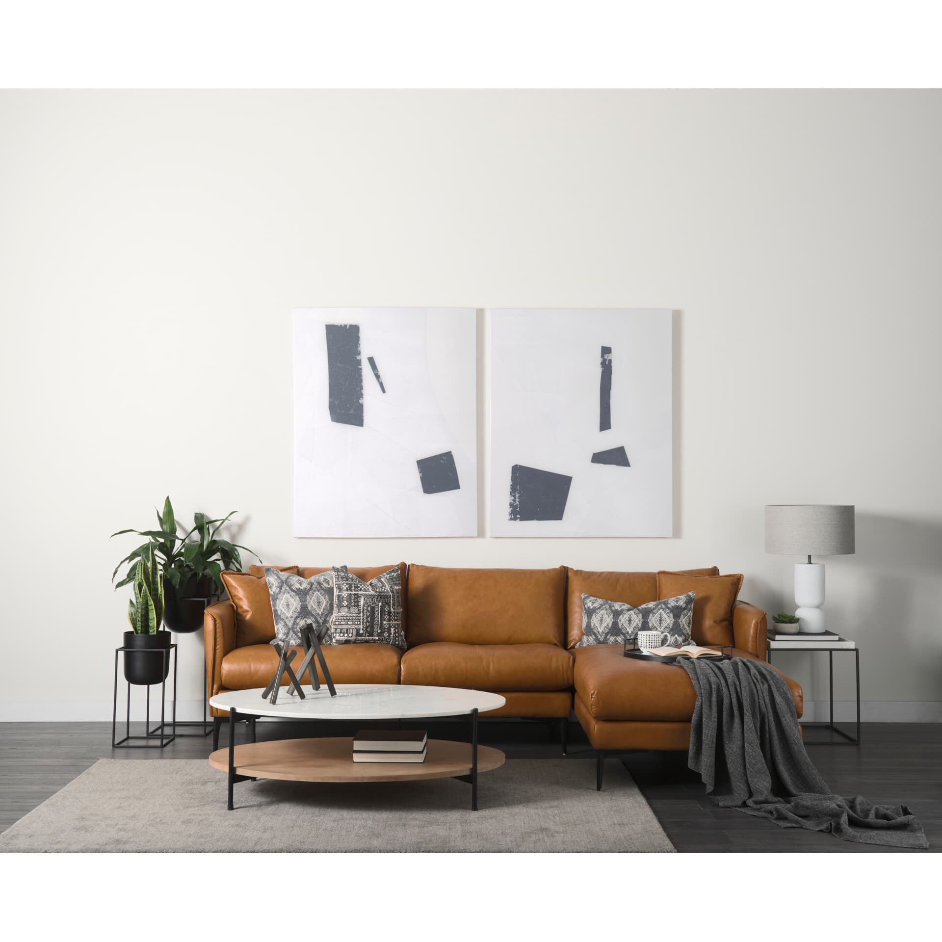 Nathan II 18" x 20" Square Top White Marble and Black Metal End/Side Table — product photograph