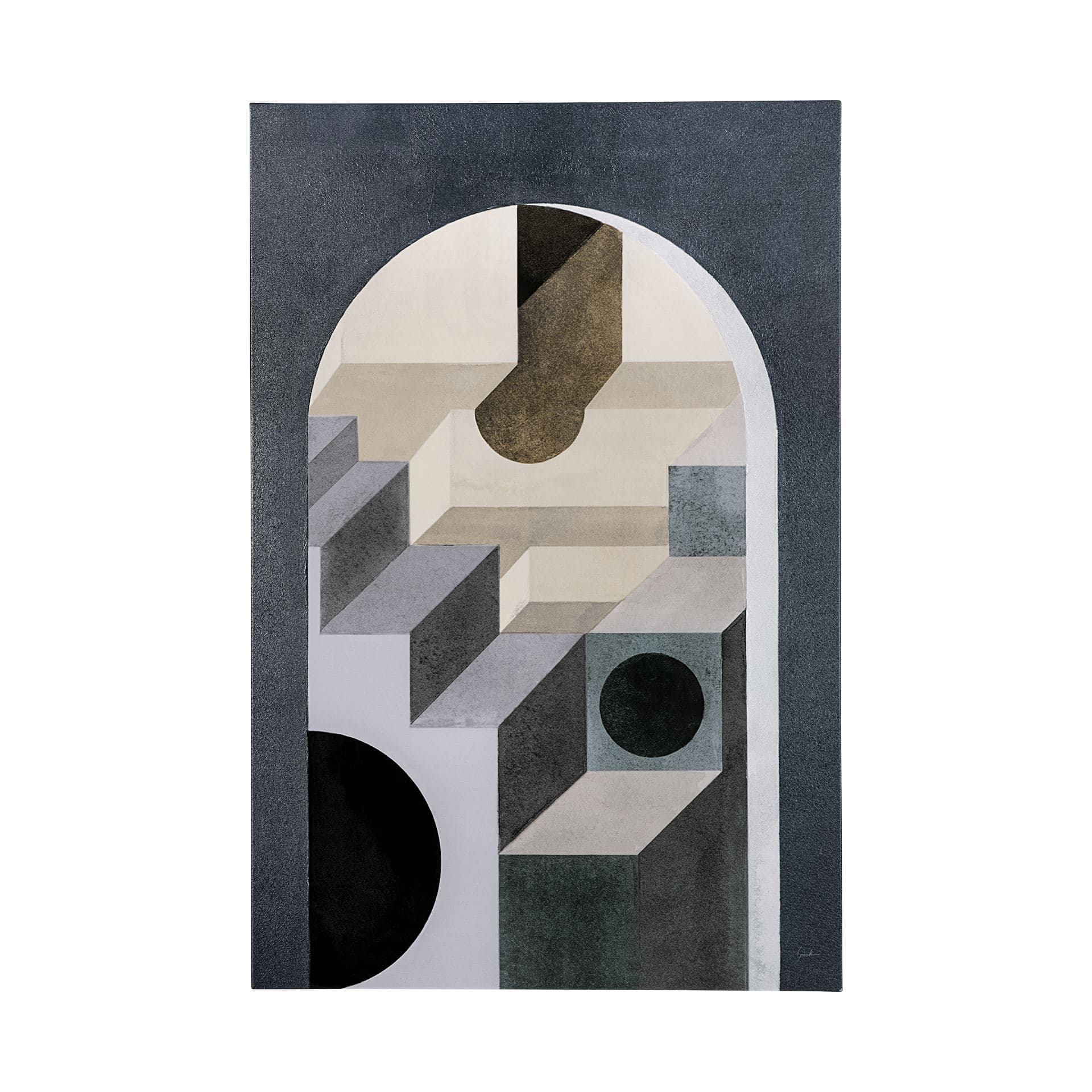 Labyrinth II Tri Color by Mercana Studio a Hand Embellished Textured Canvas — product photograph