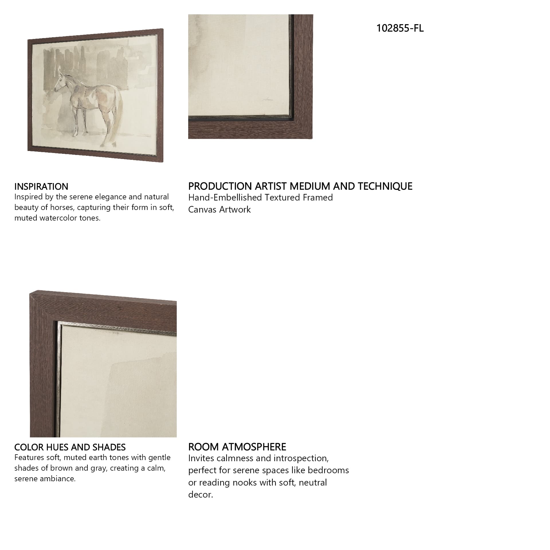 Figure Study: Equine Form II by Mercana Studio Hand-Embellished Textured Framed Canvas Artwork — in a styled room