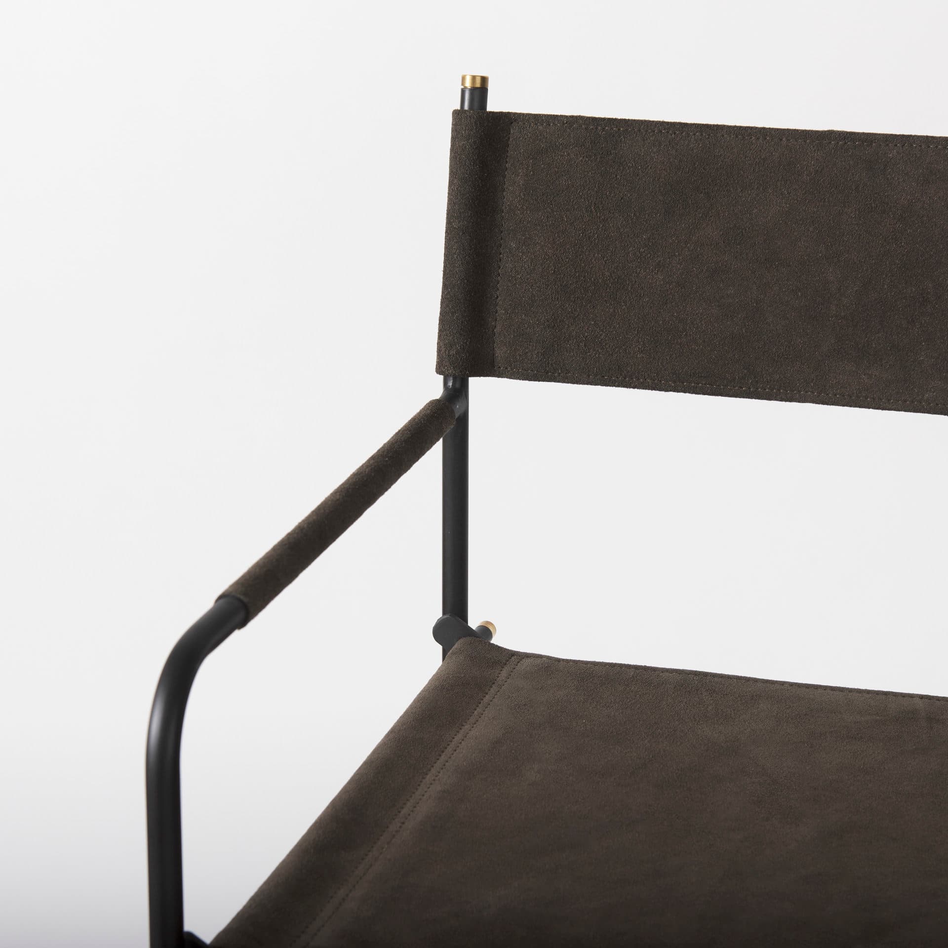 Direttore Backless 44.3in Seat Bar Stool | Brown/Gray Suede w/ Metal — product photograph
