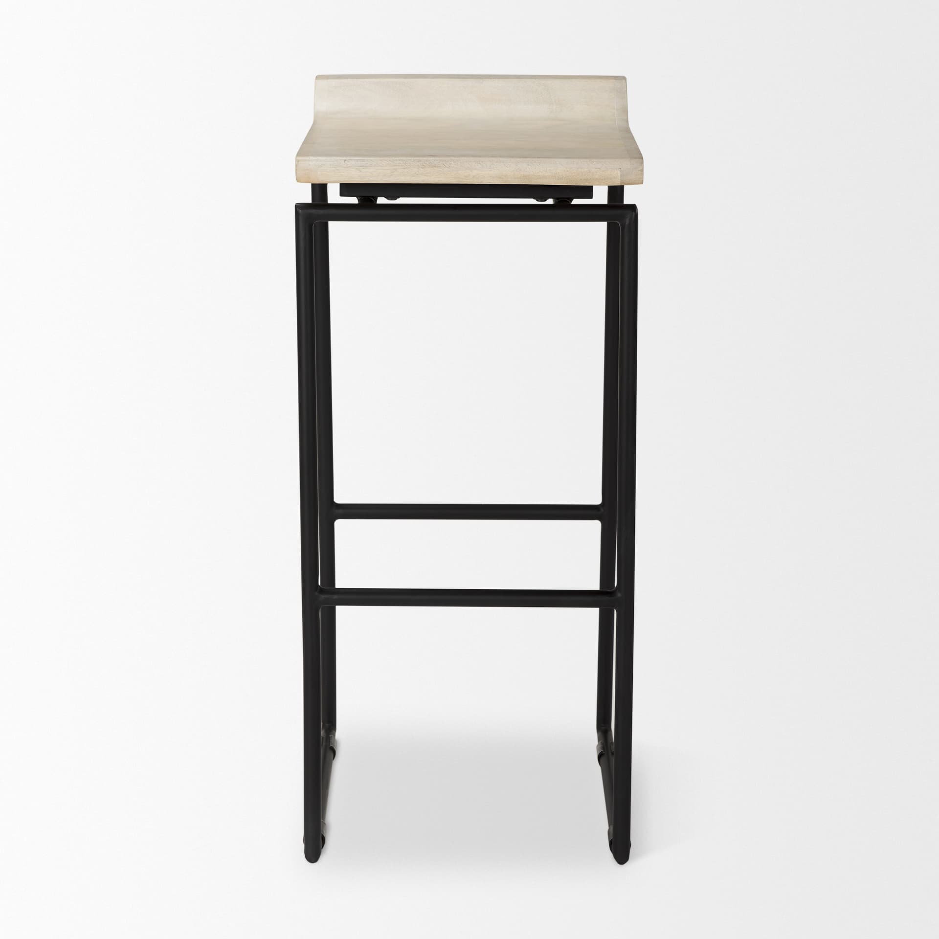 Givens Backless 32in Seat Bar Stool | Natural Wood w/ Black Metal — product photograph