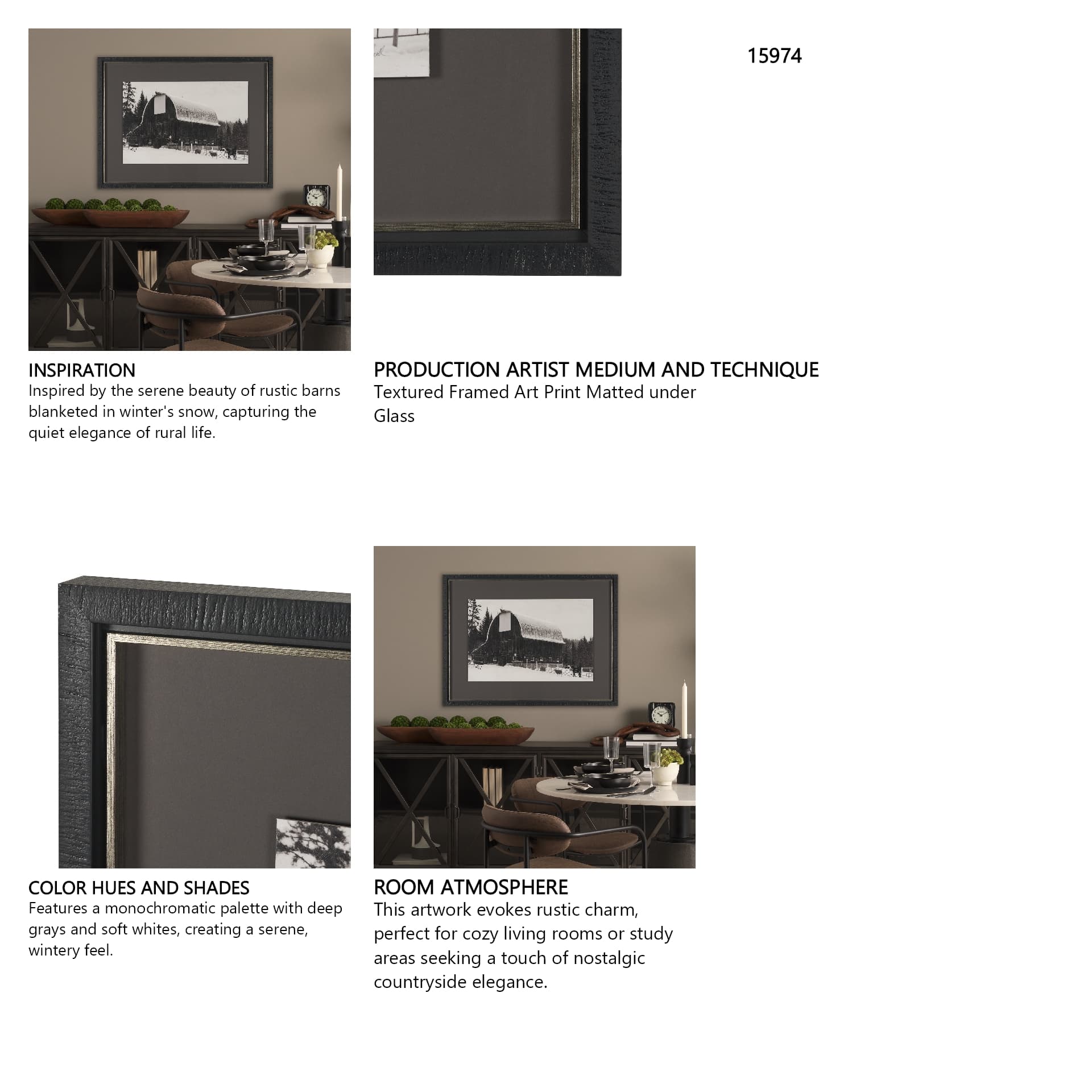 The Farm by Deborah Revell Hand Embelished Textured Framed Art Print Matted under Glass — in a styled room