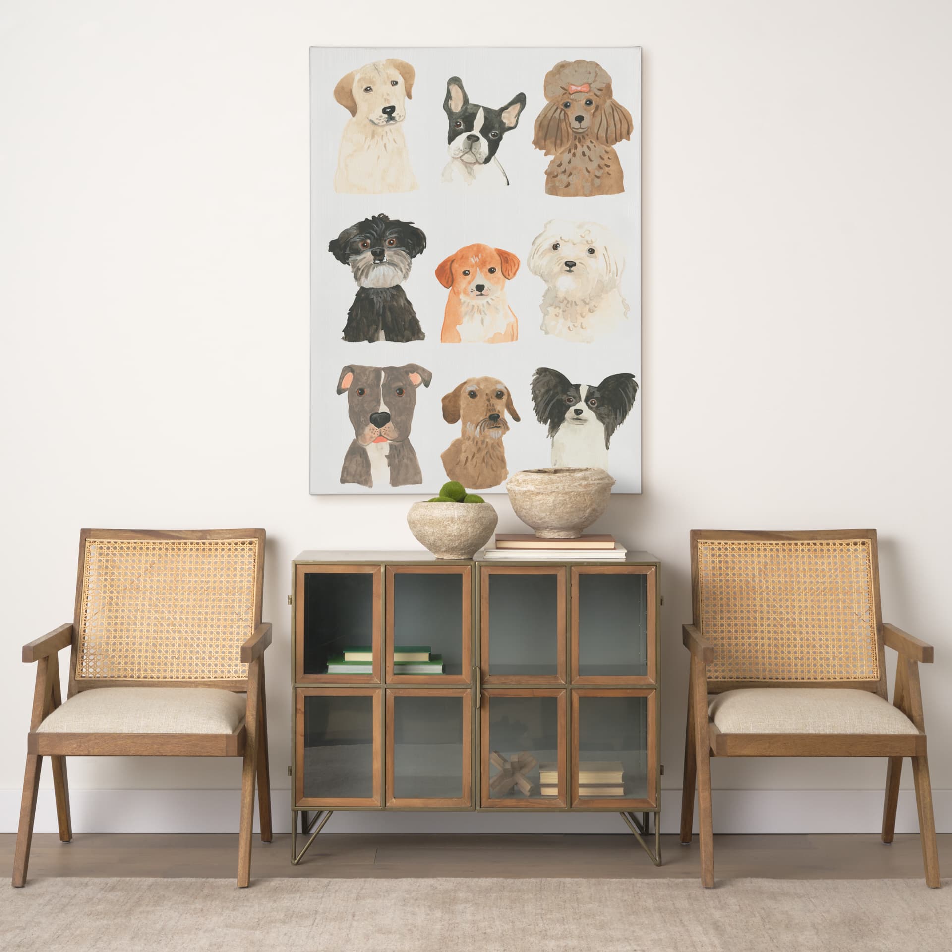 Doggos & Puppers II by June Erica Vess a Hand Embellished Textured Canvas — in a styled room