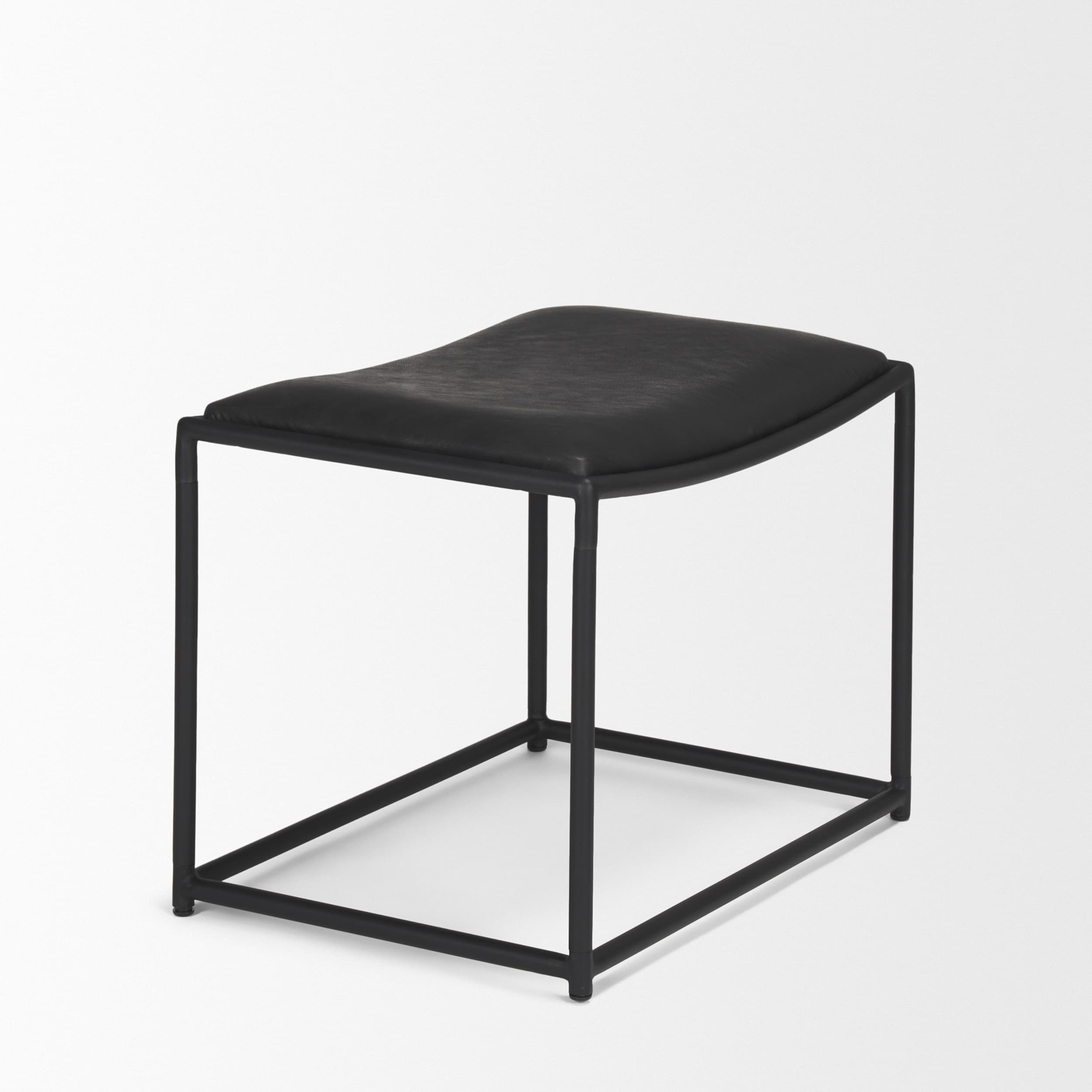 Taniel Black Leather w/ Black Metal Stool — product photograph