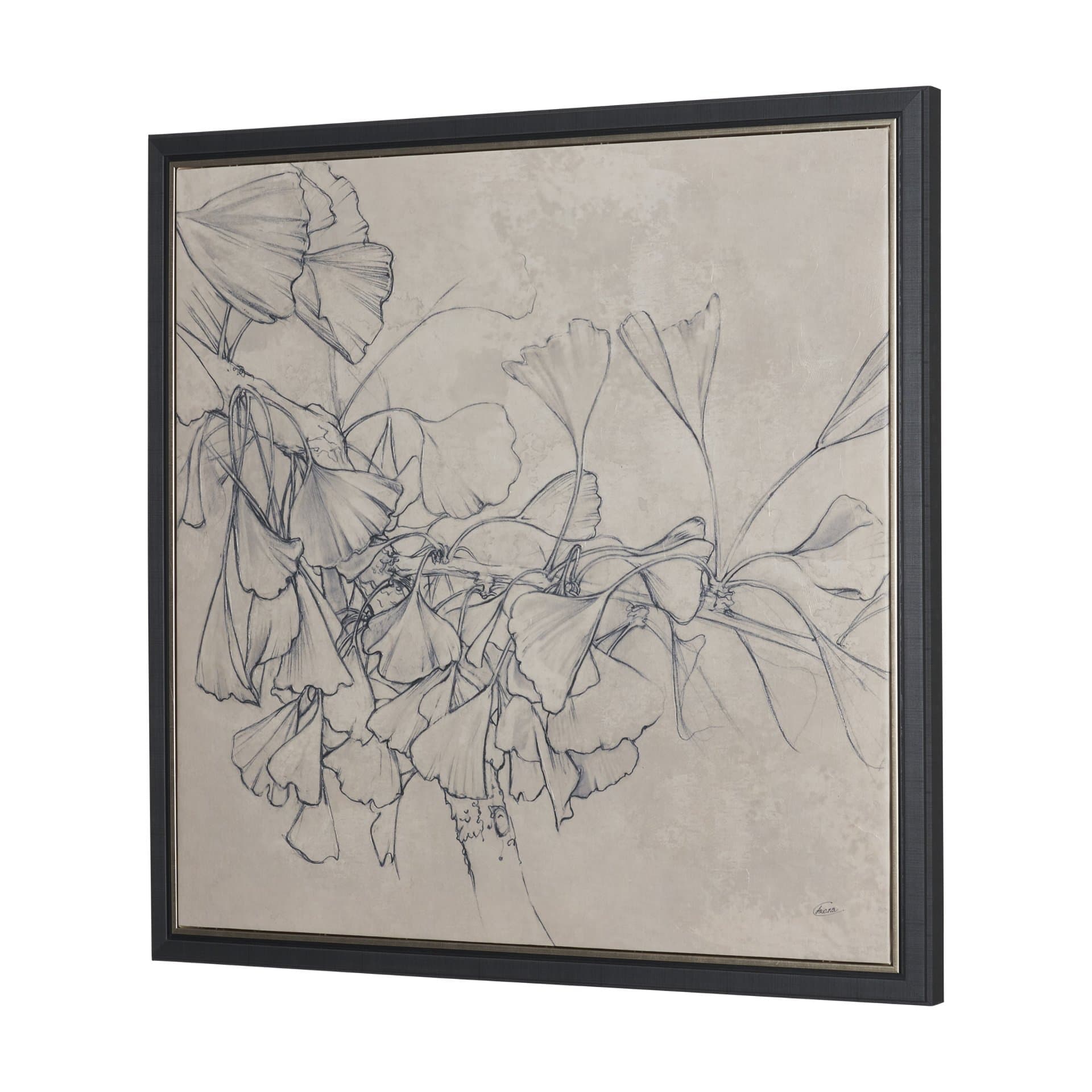 Ginkgo Shadows I by Mercana Studio Hand-Embellished Textured Framed Canvas Artwork — product photograph