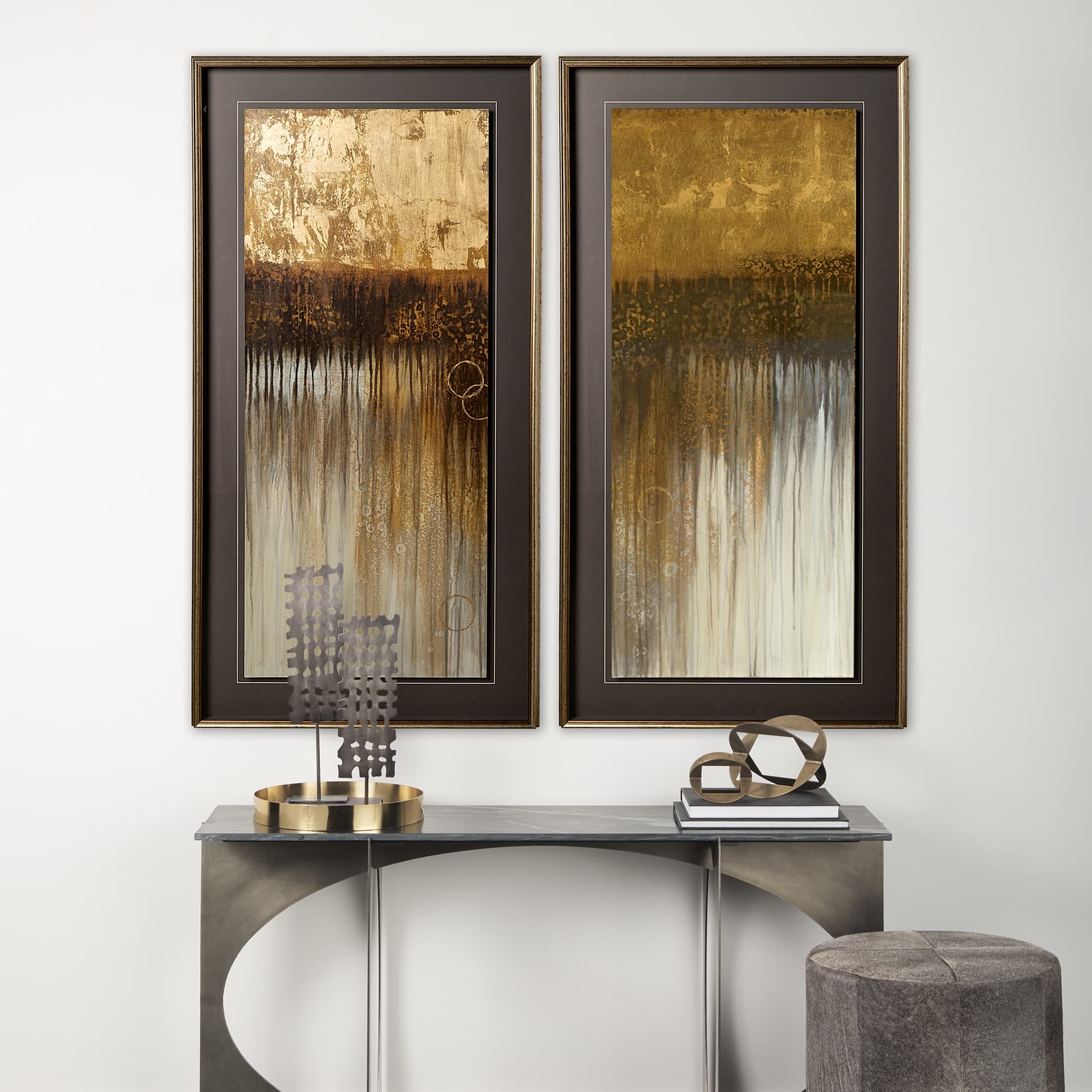 Classic cool 1 by Liz Jardine a Hand Embellished Textured Framed Art Print Matted under Glass — in a styled room