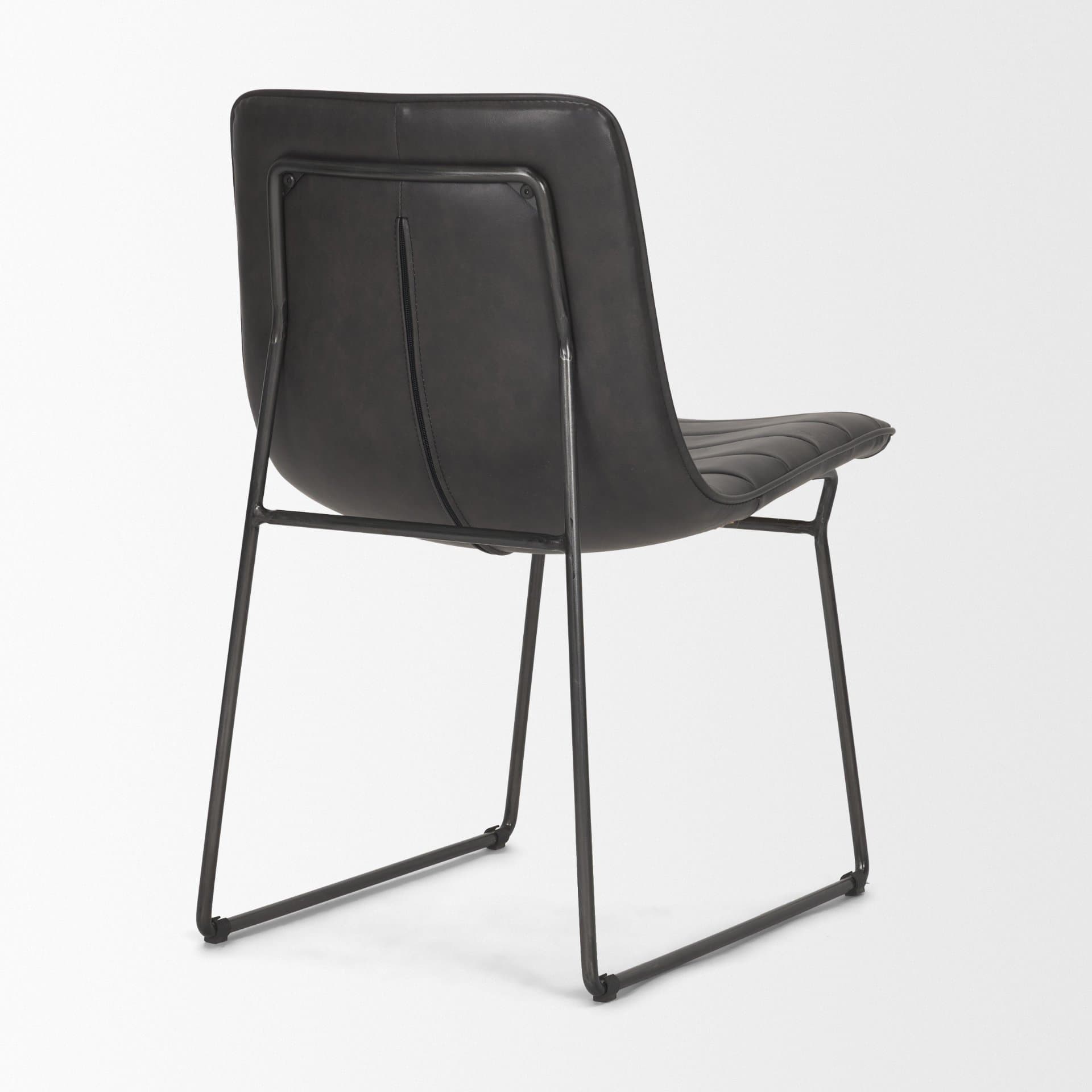 Thornton Solid Back Dining Side Chair | Faux Leather w/ Iron — product photograph