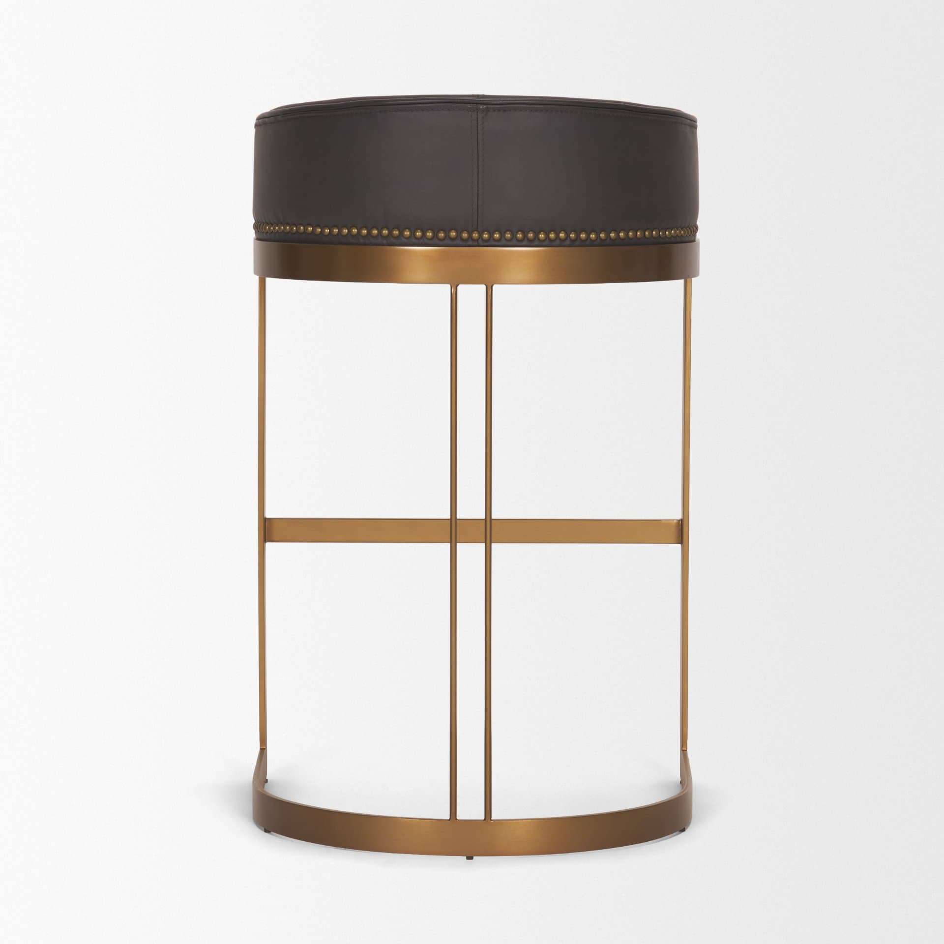 Hollyfield Backless 28.75in Seat Bar Stool | Brown Charcoal Leather — product photograph